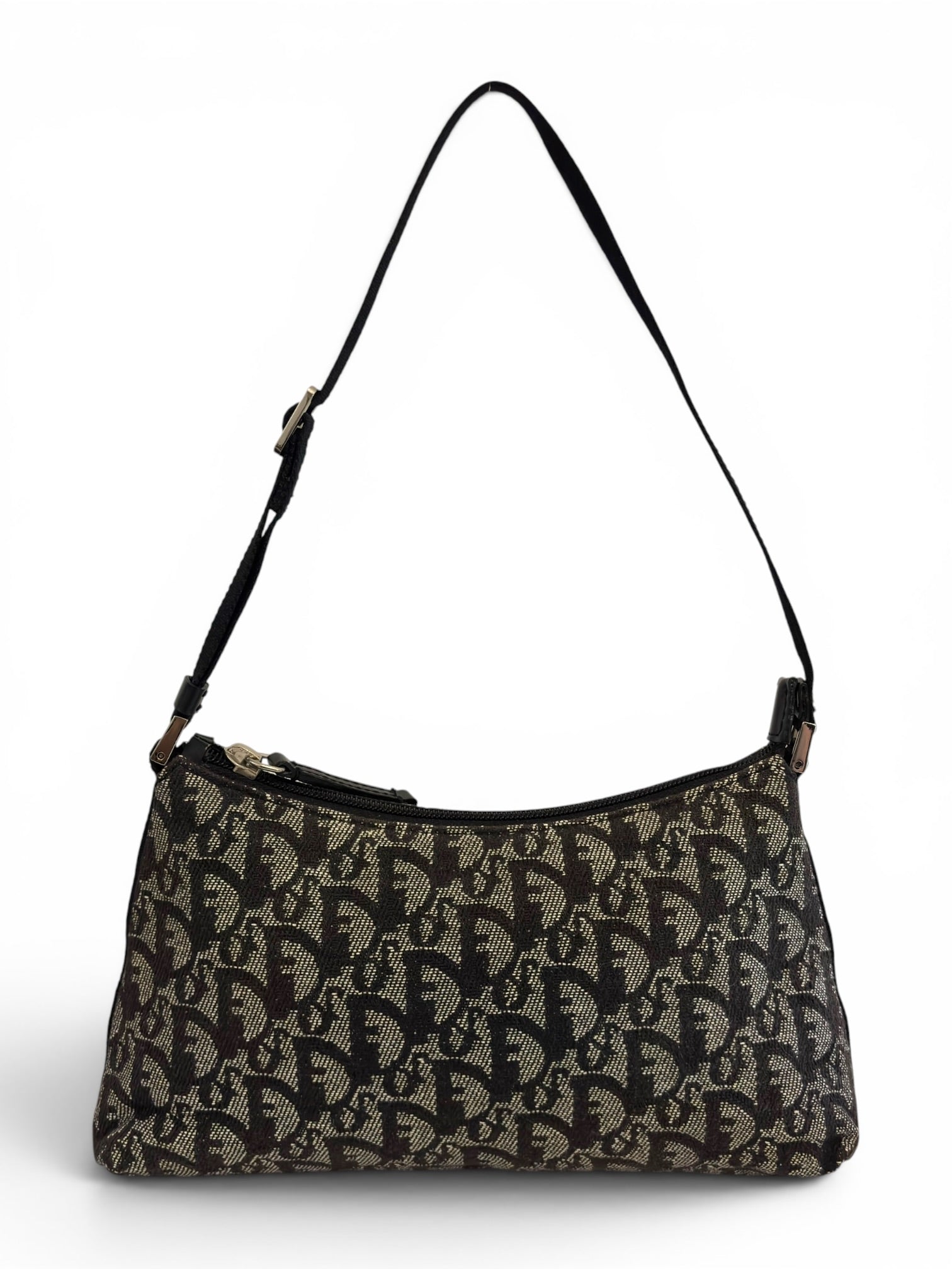 Christian Dior Rare Navy Monogram Oblique Trotter
Canvas Italy Vintage Shoulder Bag