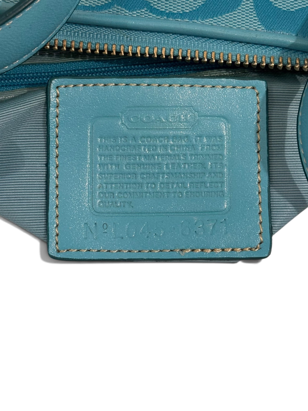 Vintage Coach Bag 6371 East West Signature Baguette In Rare Blue