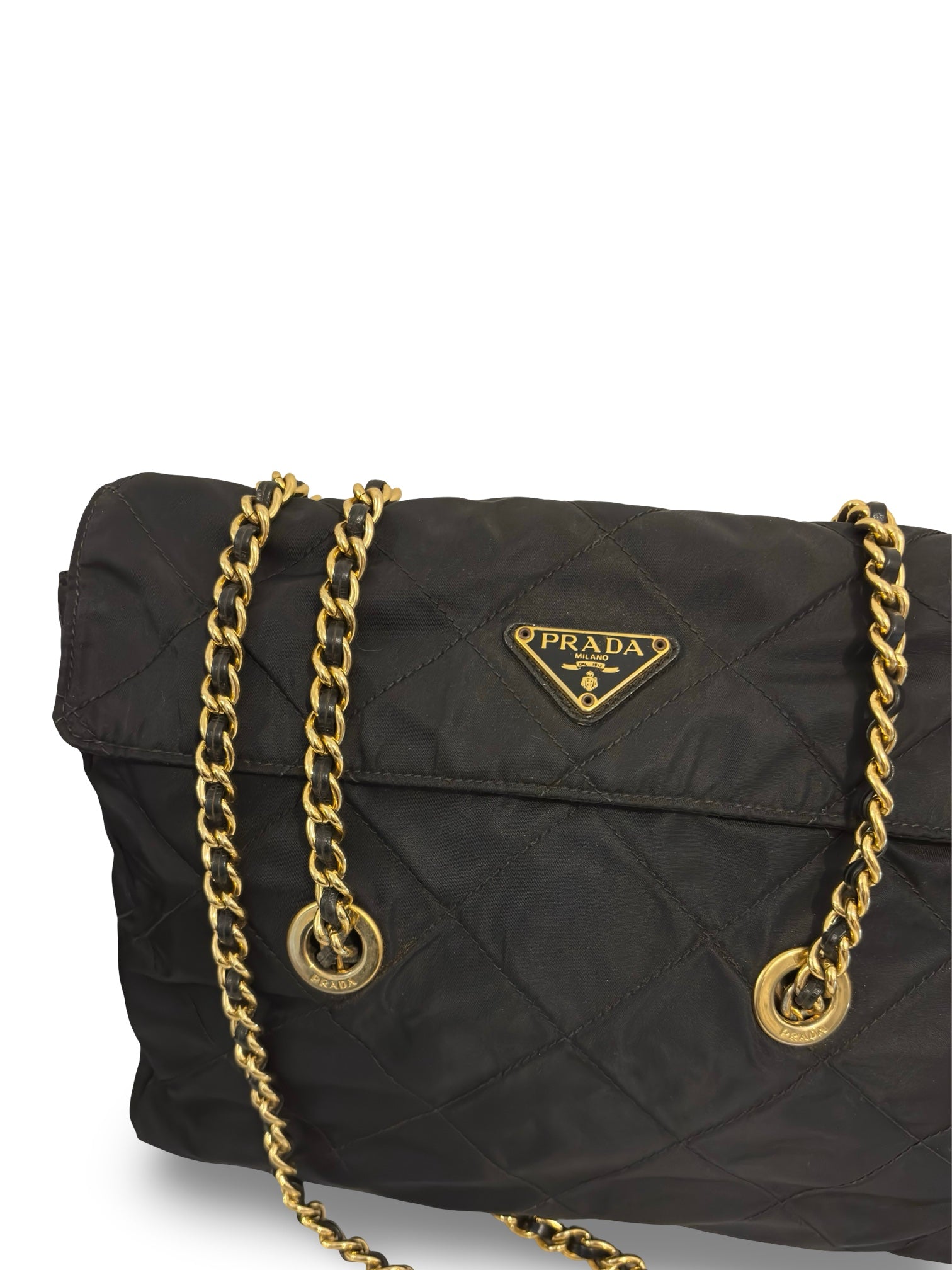 Prada Nylon Black Tessuto Quilted Chain Shoulder / Crossbody
Bag