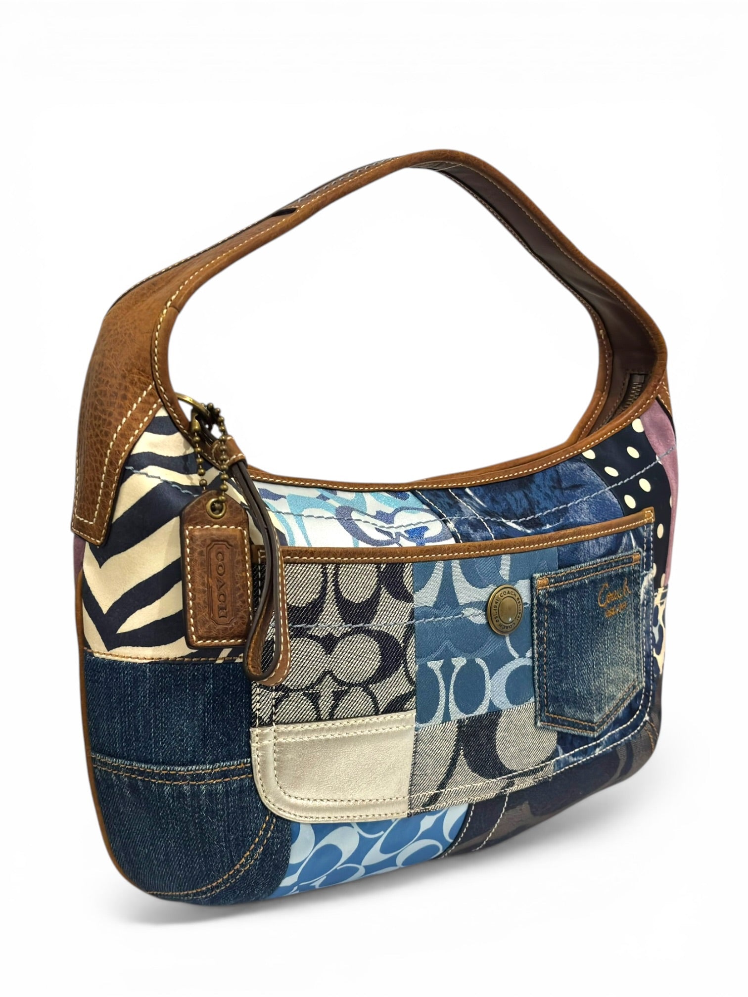 Coach Denim Ergo Patchwork Blue Purple Canvas
Leather Hobo Shoulder Bag
