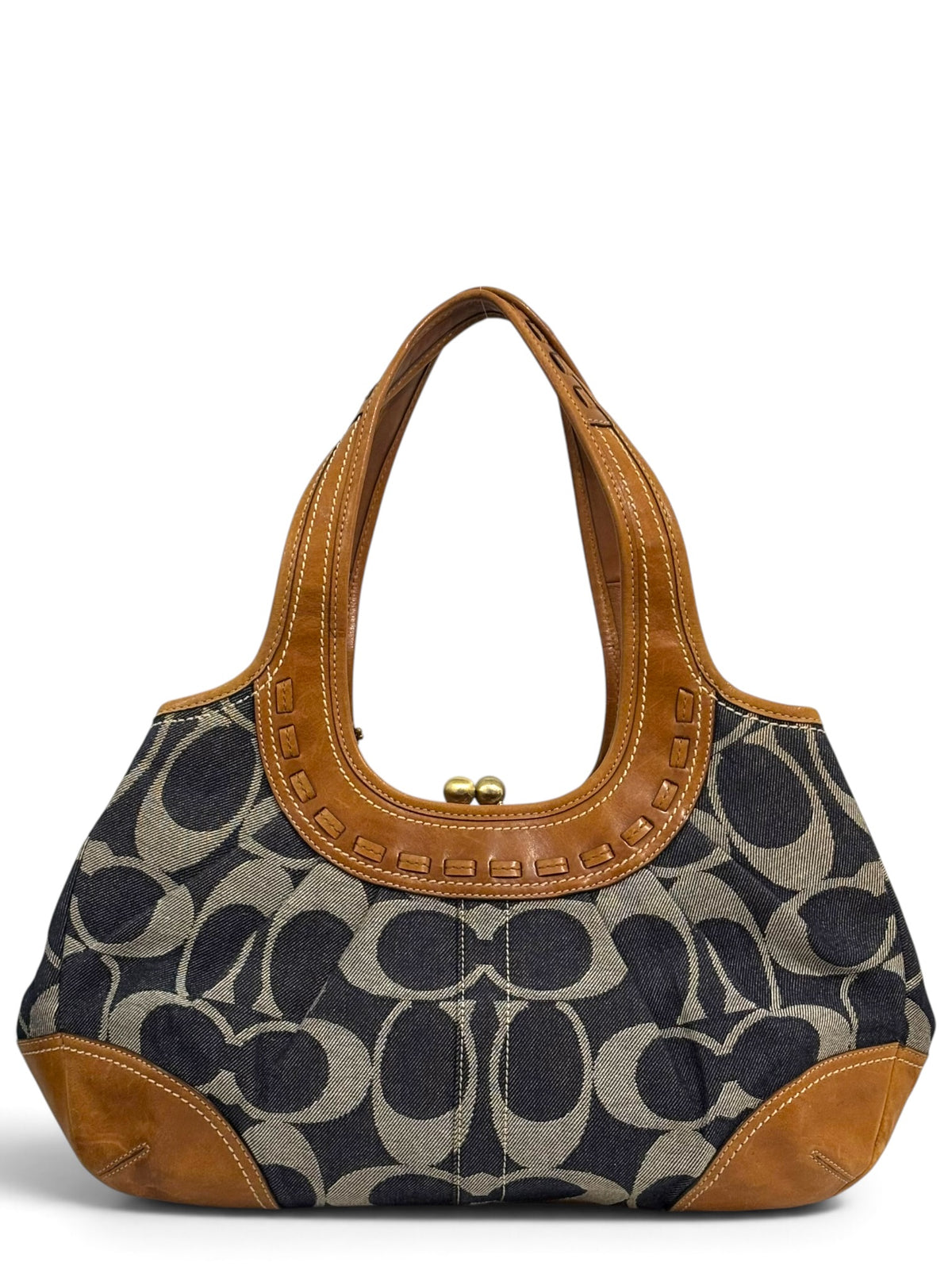 Vintage Coach Ergo Bag 12747 In Signature Pleated Denim