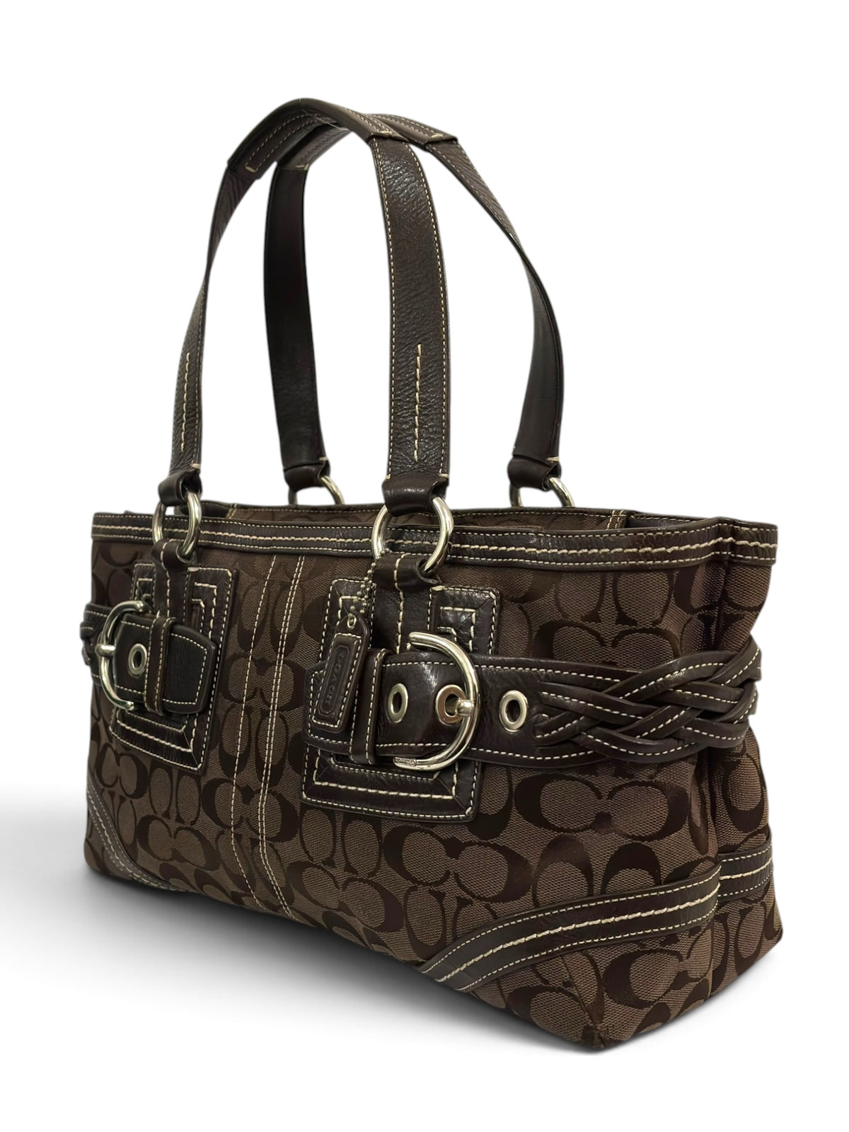 Vintage Coach Soho Bag Signature Brown Braided Tote 05089
