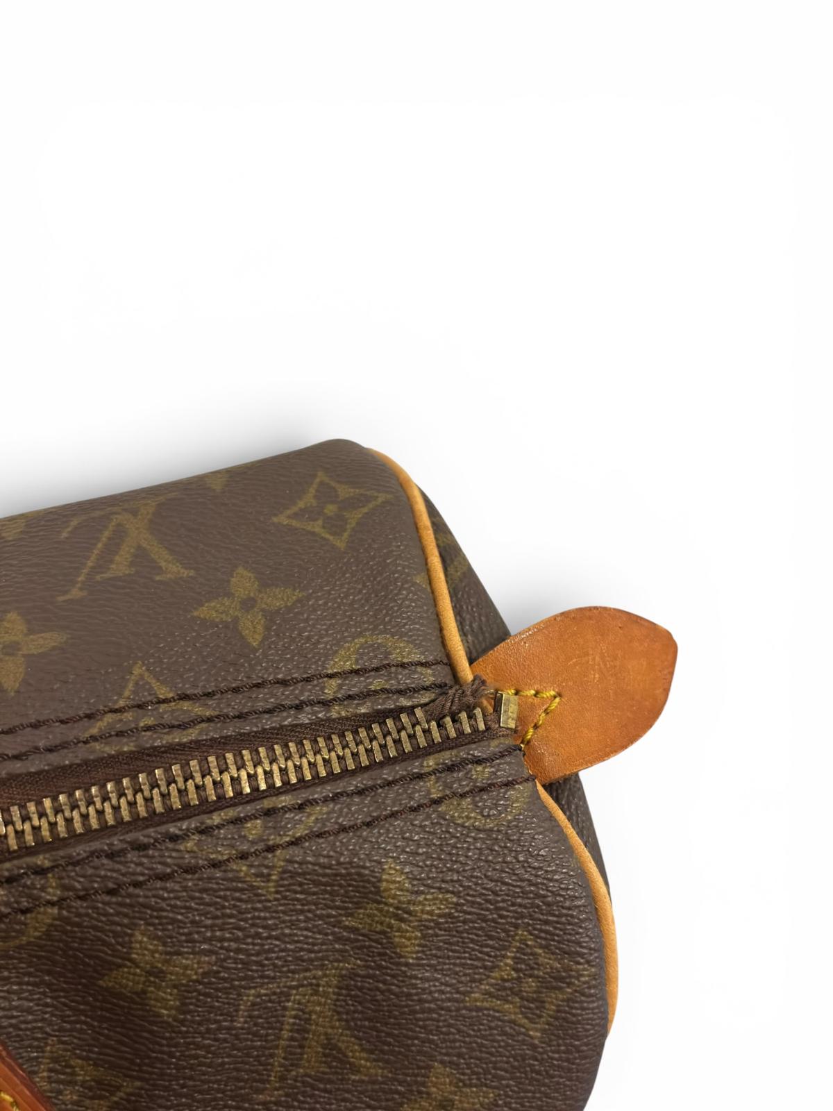 Louis Vuitton Speedy 35 Monogram Canvas & Leather Made In France Top Handle Boston Handbag