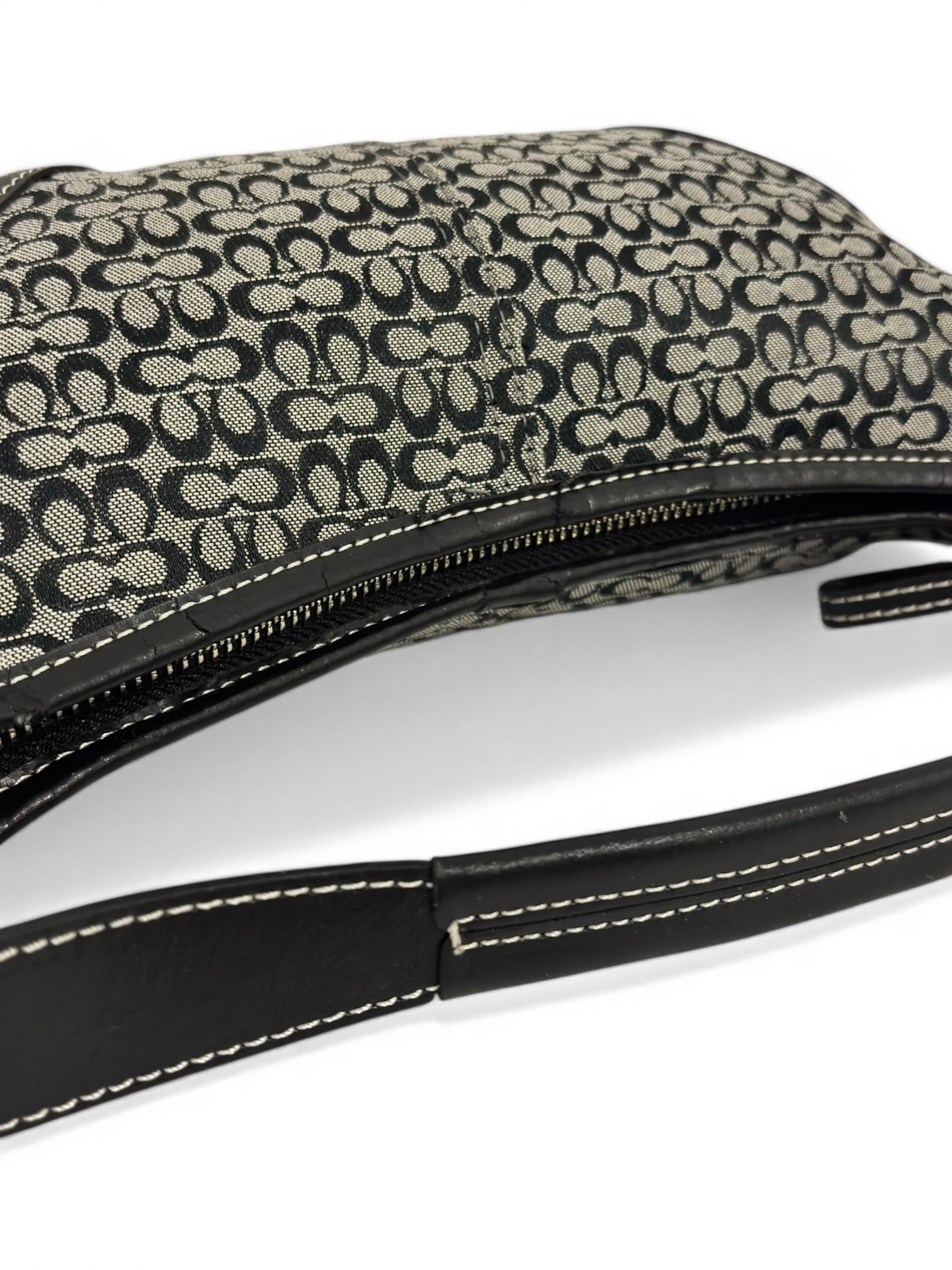 Coach Soho Black & Grey Signature Canvas & Leather Vintage Shoulder Bag