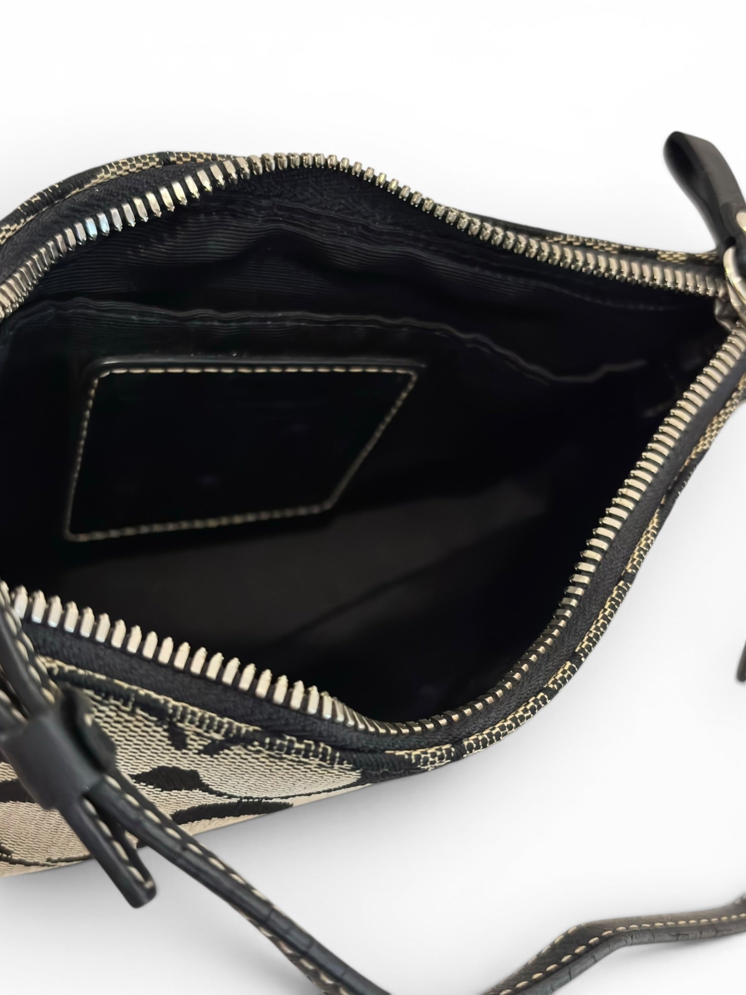 Coach Demi Signature Black / Grey Mini Canvas & leather Vintage Shoulder Bag
