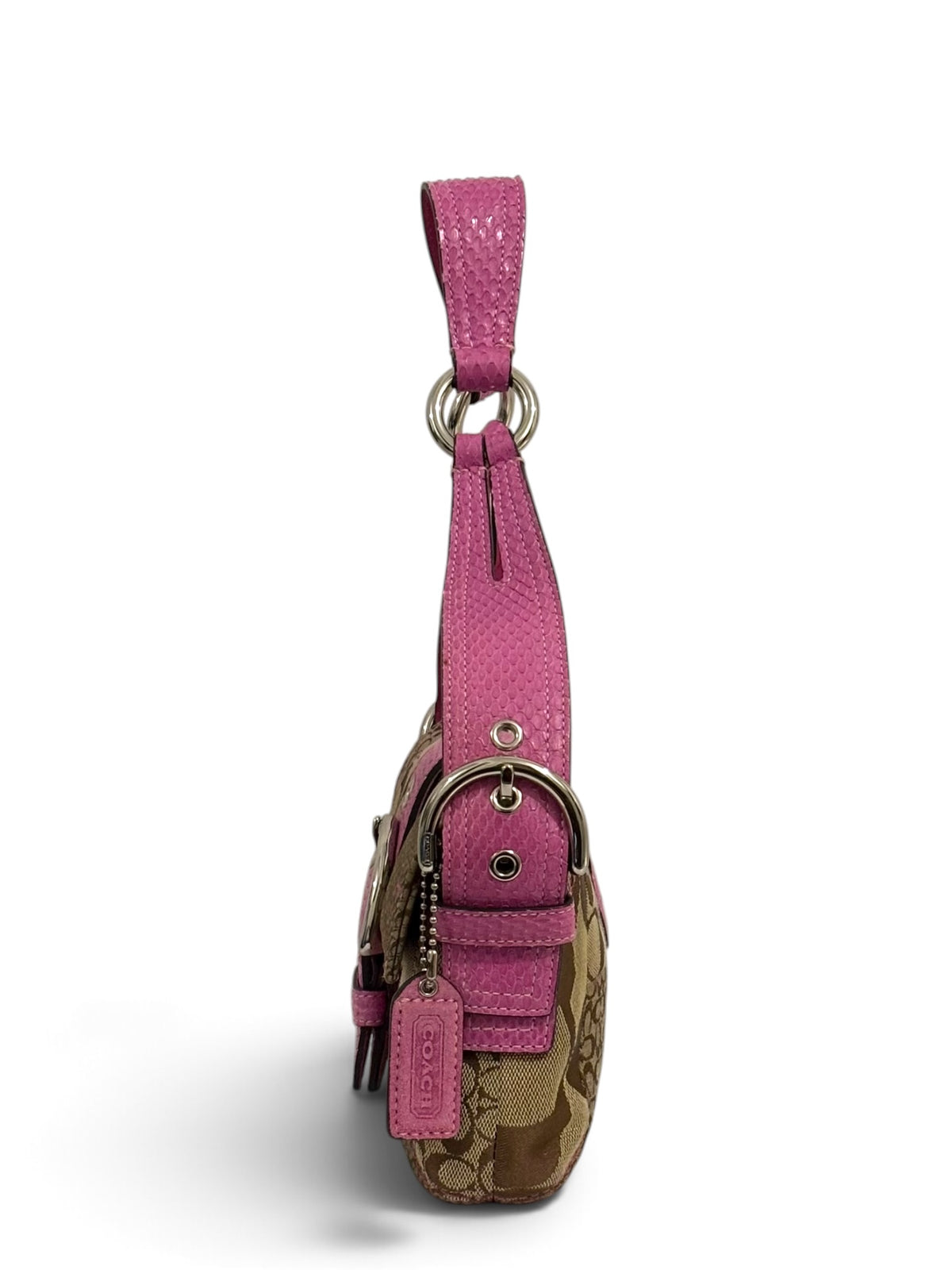 Vintage Coach 3689 Soho Patchwork Shoulder Bag Pink Python Trim