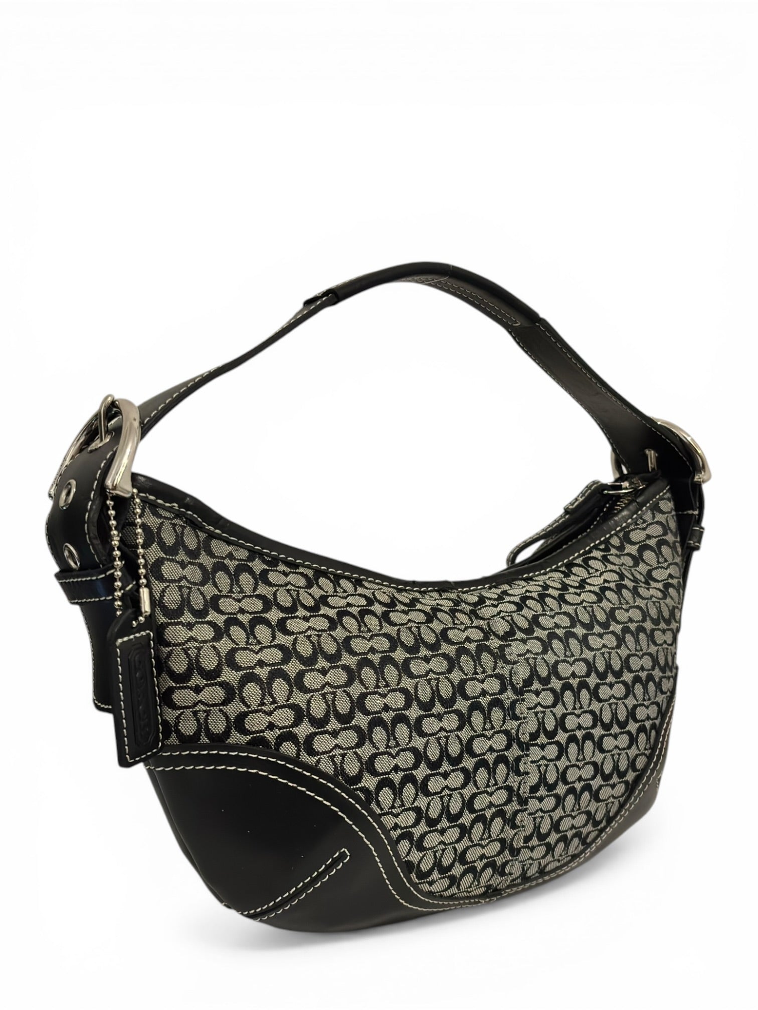 Coach Soho Black & Grey Signature Canvas & Leather Vintage Shoulder Bag