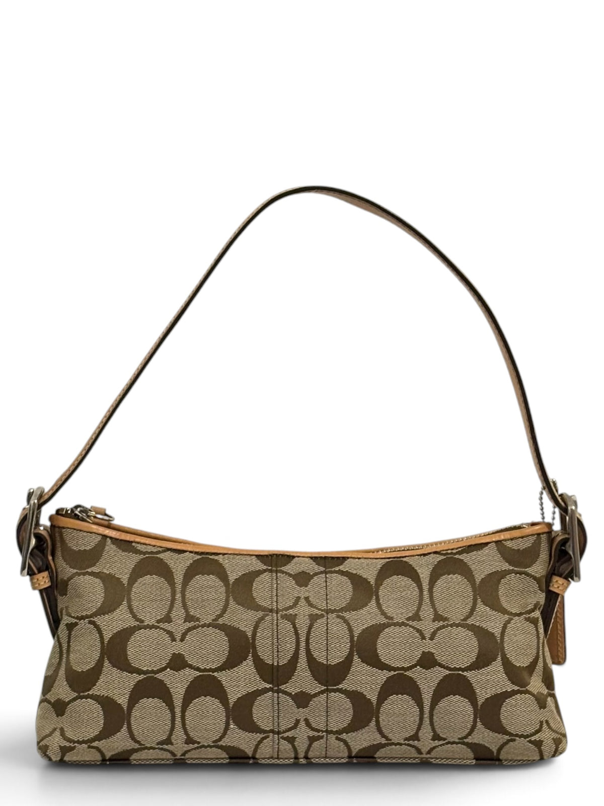 Vintage Coach Demi Baguette Bag 6371 East West In Signature Brown