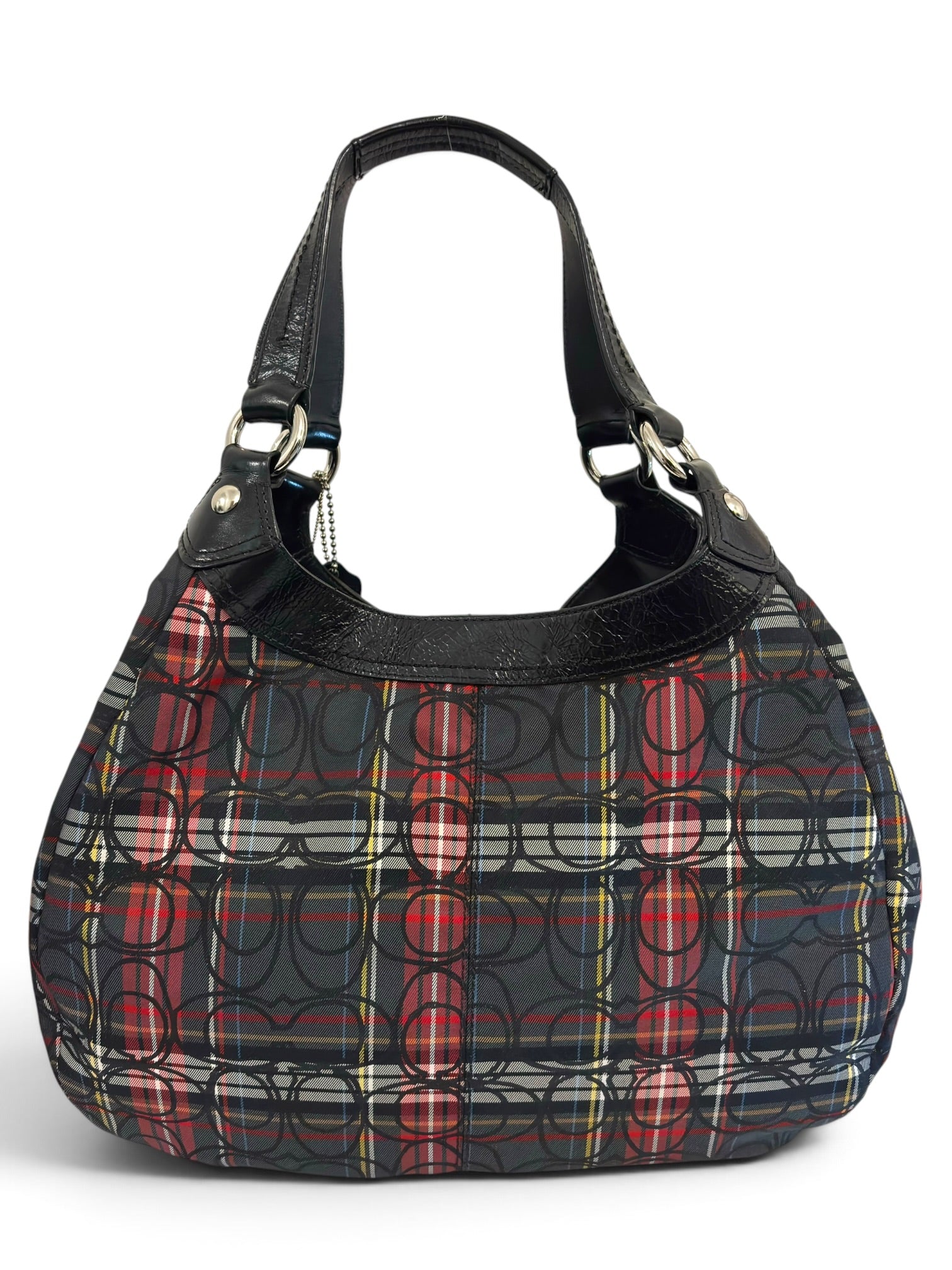 Vintage Coach Soho Lynn Tartan Signature Hobo
Shoulder Bag Black Plaid F15487