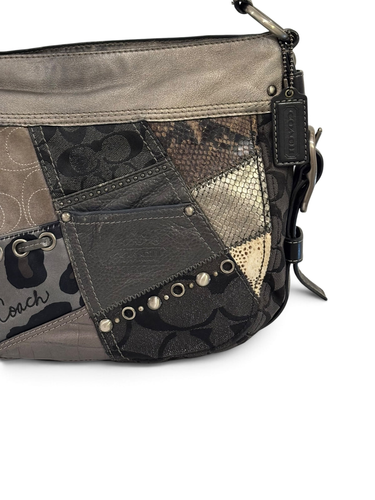 Vintage Coach Patchwork Bag 12901 Rare Zoe Hobo Bag In Black