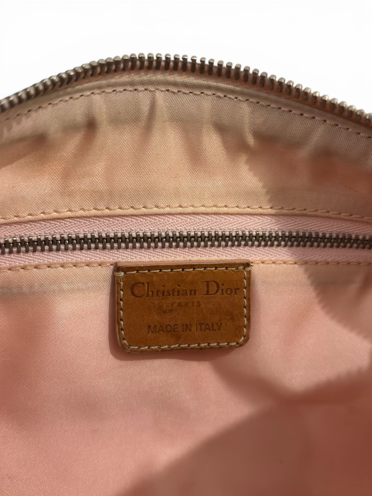 Christian Dior Rare Romantique Trotter Barrel Pink & Brown Heart Charm Galliano Vintage Shoulder Bag