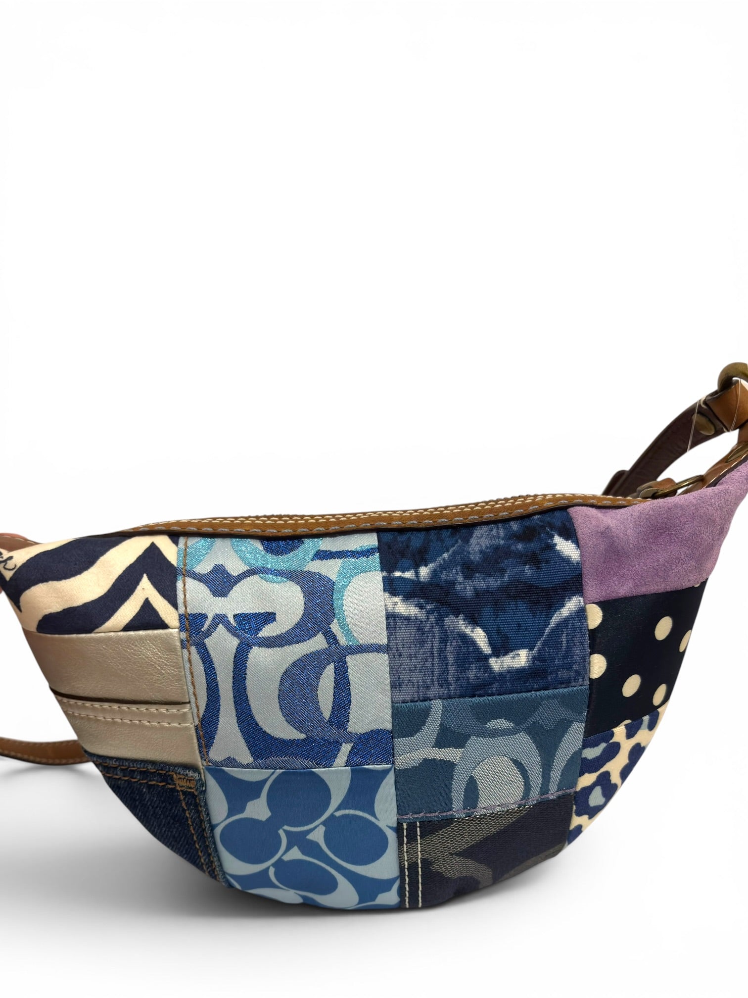 Coach Limited Edition Denim Patchwork Multicolour Blue Purple Canvas & Leather Vintage 10819 Crossbody
Bag