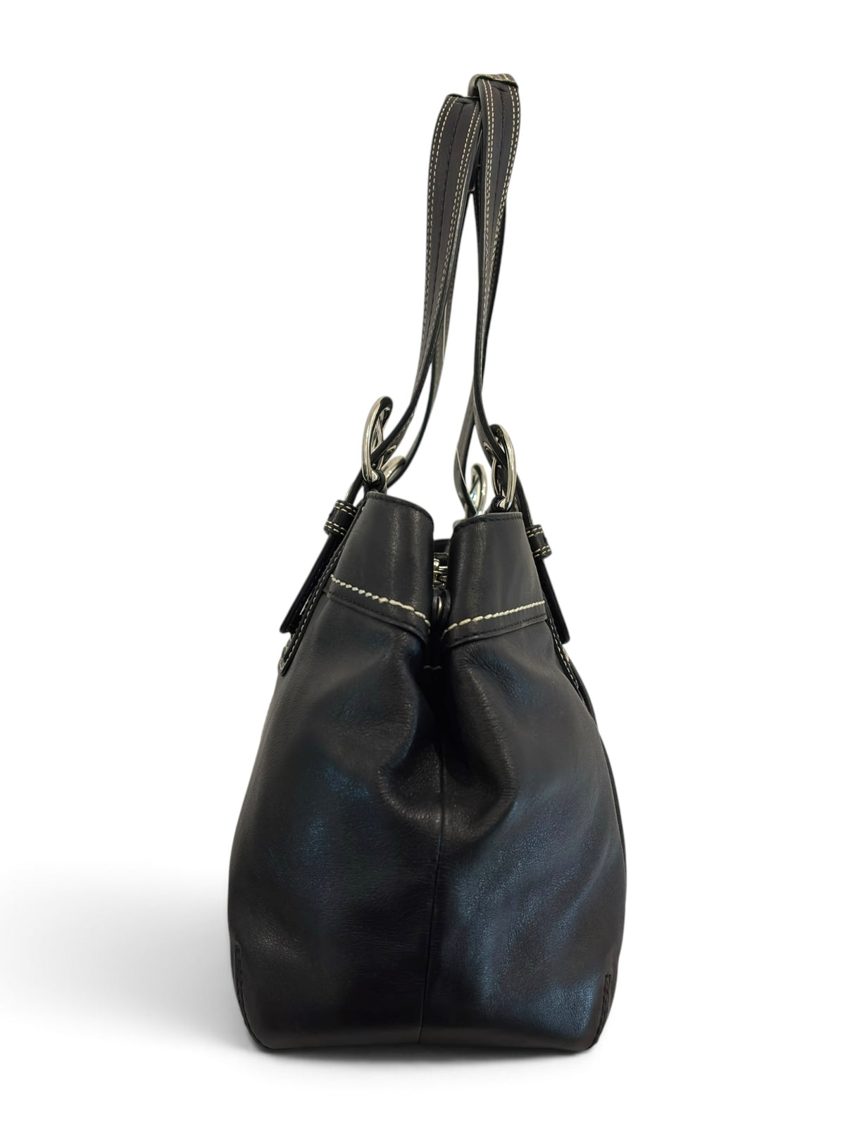 Vintage Coach Soho Bag F13732 Pleated Black Leather Tote