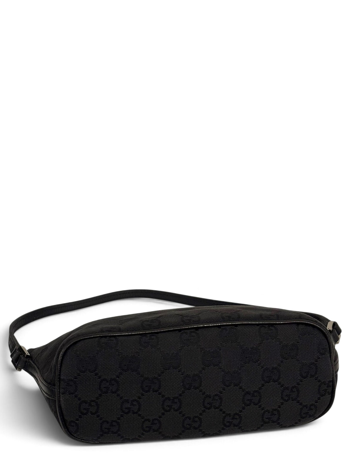 Vintage Gucci Boat Bag Pochette 07198 Black Monogram