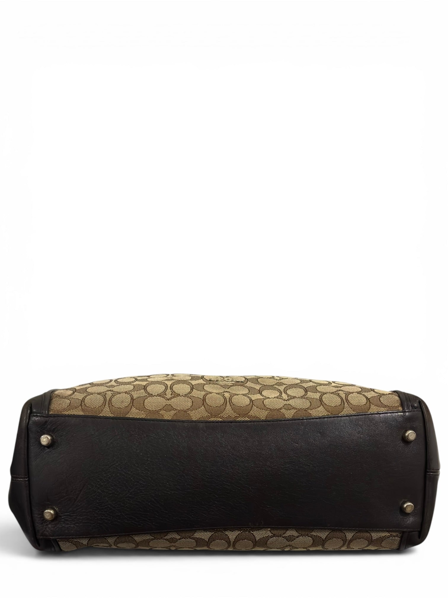 Coach Edie 31 Brown / Khaki Signature Canvas & Leather Large Vintage Hobo Shoulder Bag