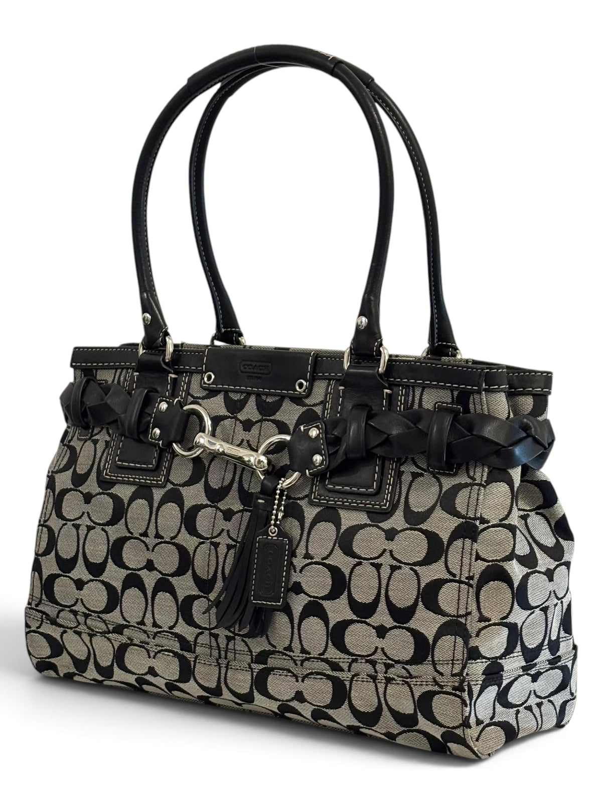 Vintage Coach Hamptons Bag F13068 Signature Tassle Clip Tote