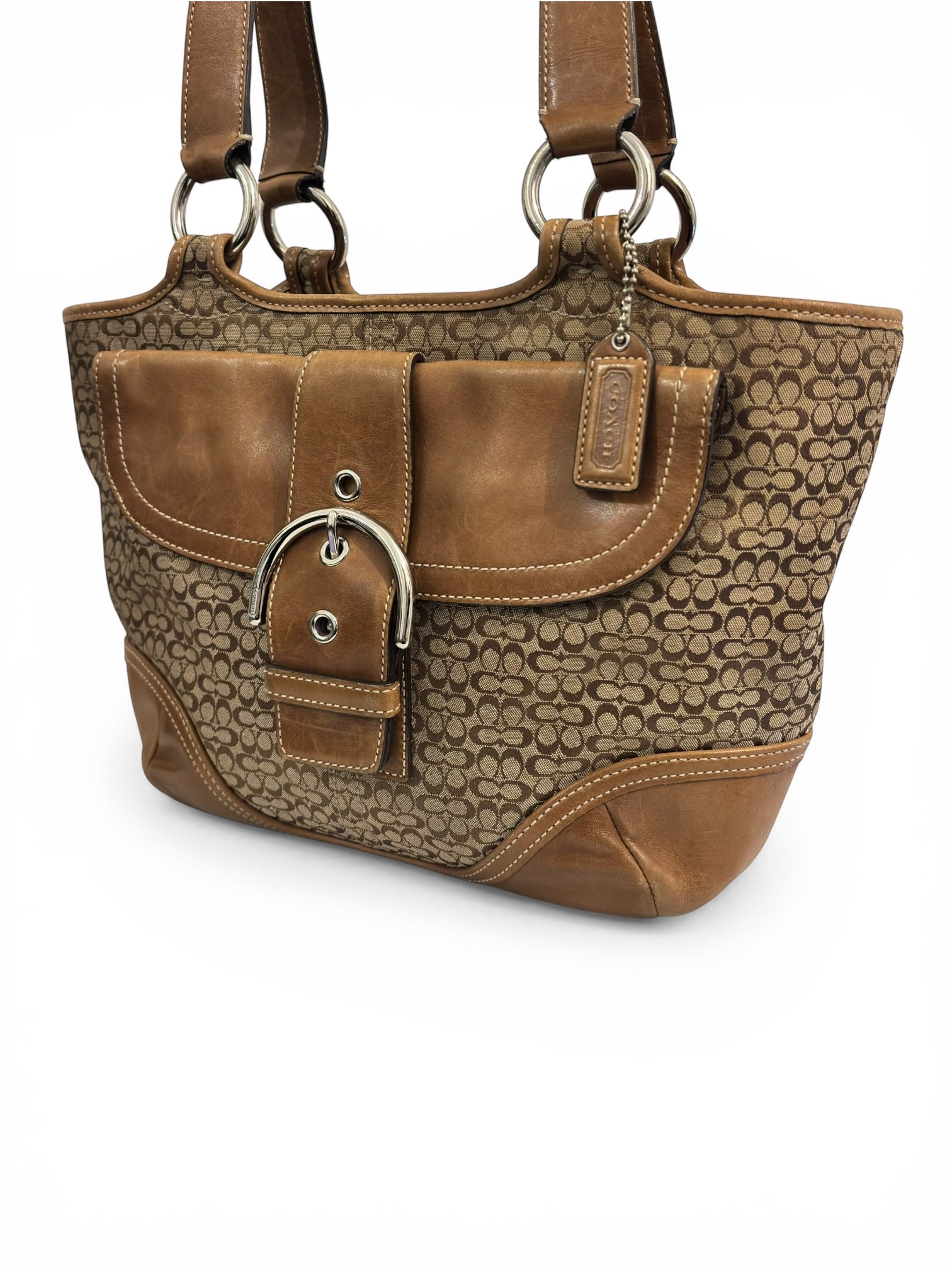 Coach Signature Brown Soho Buckle Canvas & Leather Vintage Shoulder Bag