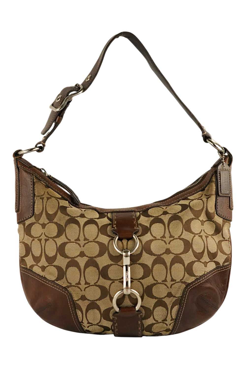 Coach Brown Signature Hamptons Canvas & Leather Hobo Shoulder Bag