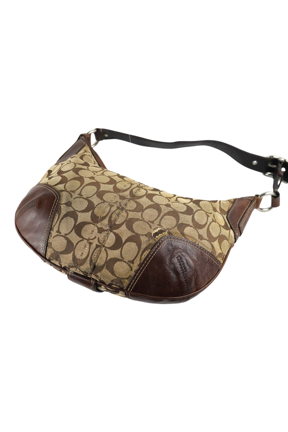 Coach Brown Signature Hamptons Canvas & Leather Hobo Shoulder Bag