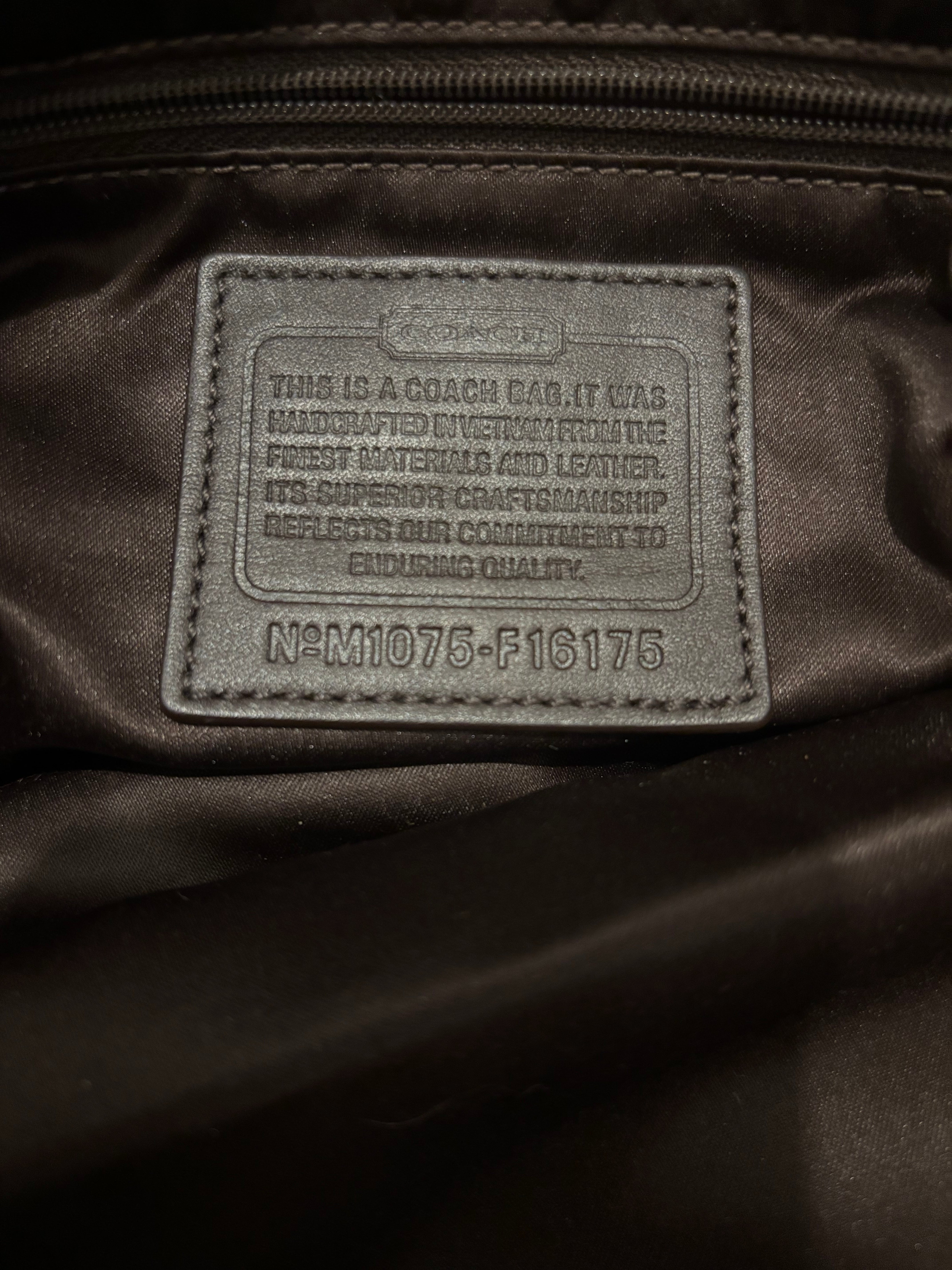Coach Brown & Khaki Signature Canvas Satin & Patent Leather Vintage Shoulder Bag