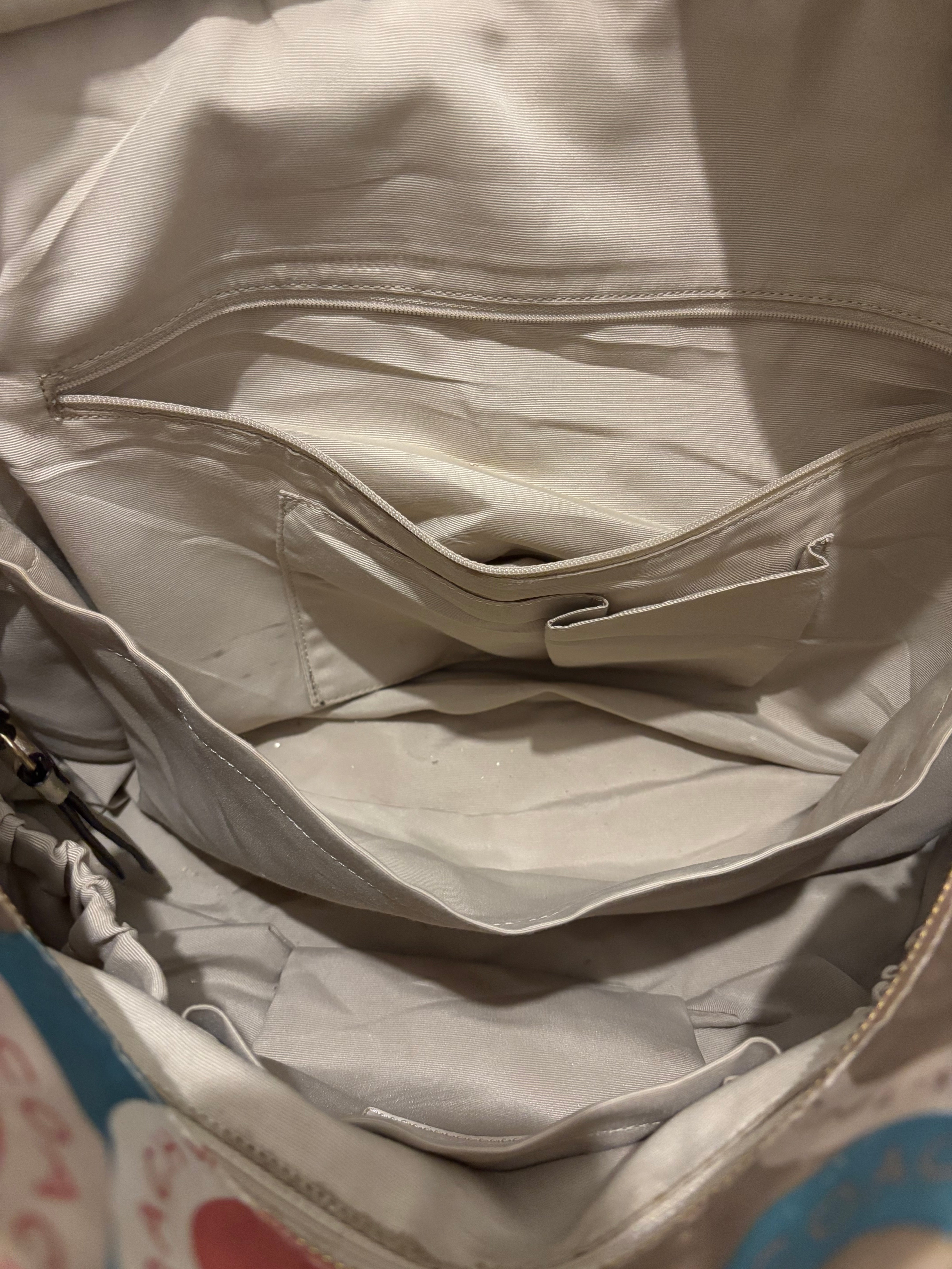 Coach Sateen & Leather XXL Tote / Baby Bag Signature Blue & Pink Shoulder Bag