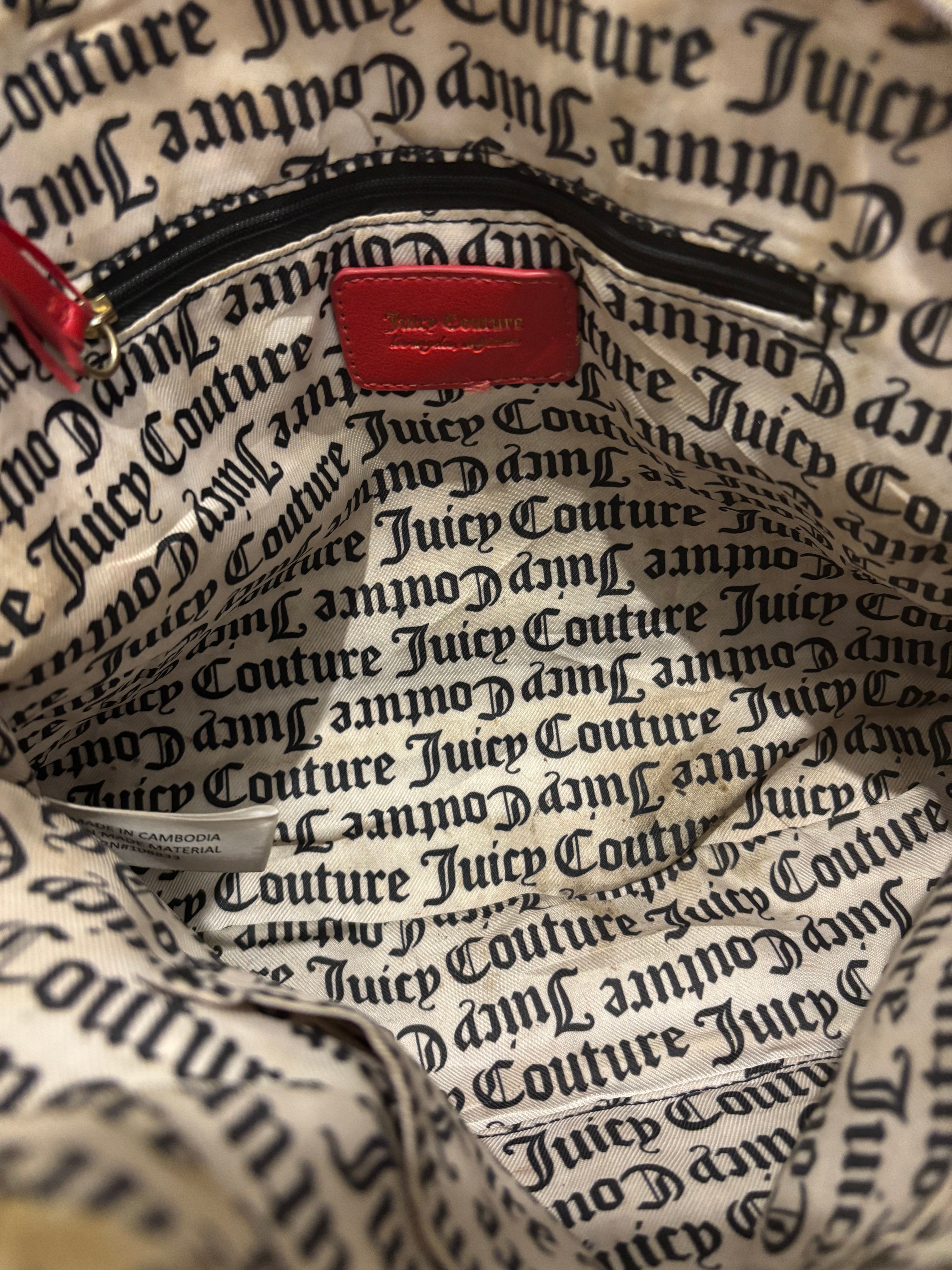 Juicy Couture Red Vintage Signature Leather & Gold Hardware Studded Shoulder Bag