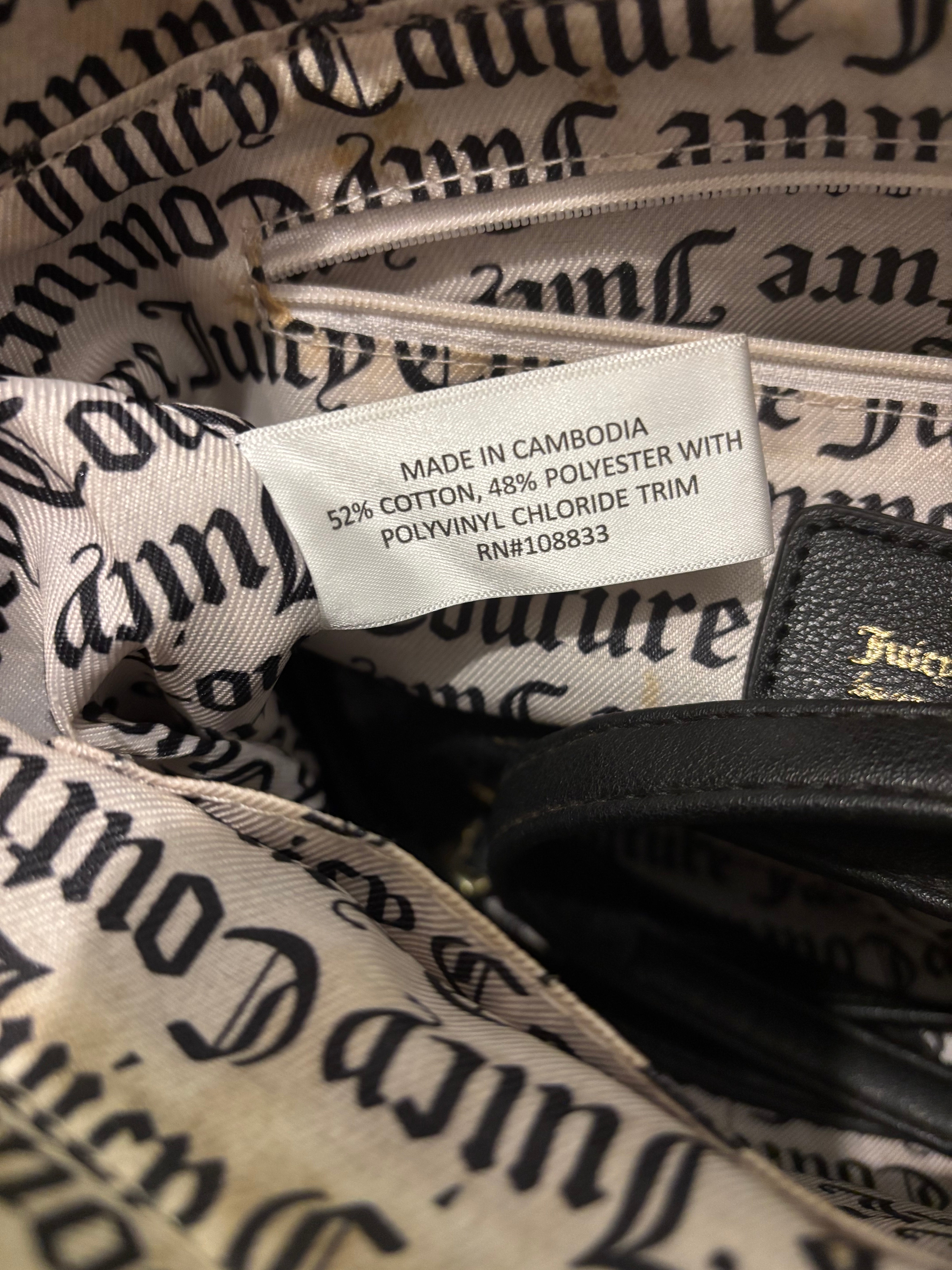 Juicy Couture Vintage Black & Gold Studded Canvas / Leather Shoulder Bag