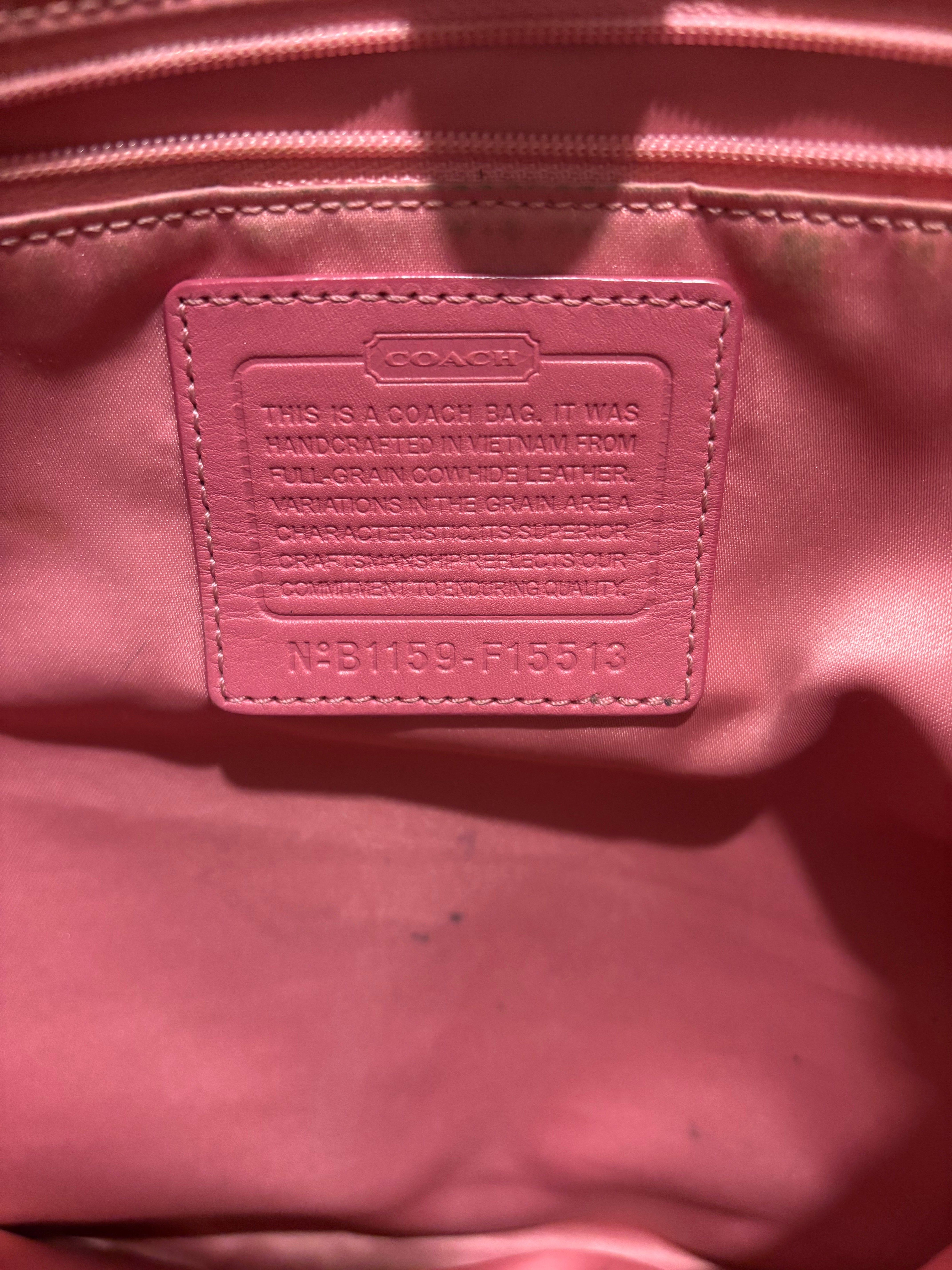Coach Ashley Pleated Pink Soft Leather Satchel Carryall Tote Shoulder Bag