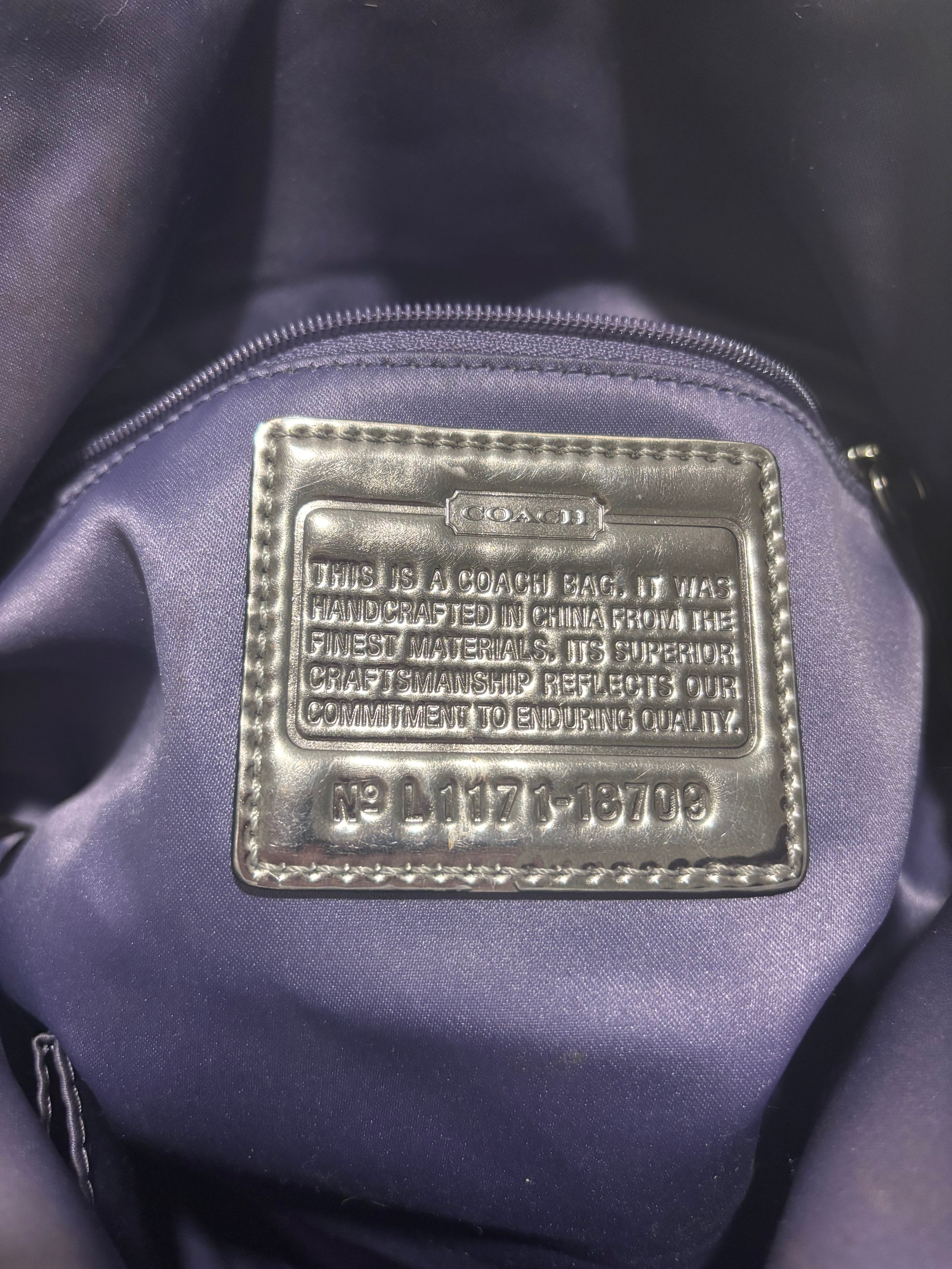 Coach Black & Grey Poppy Silver Sparkle Canvas Leather Shoulder Bag