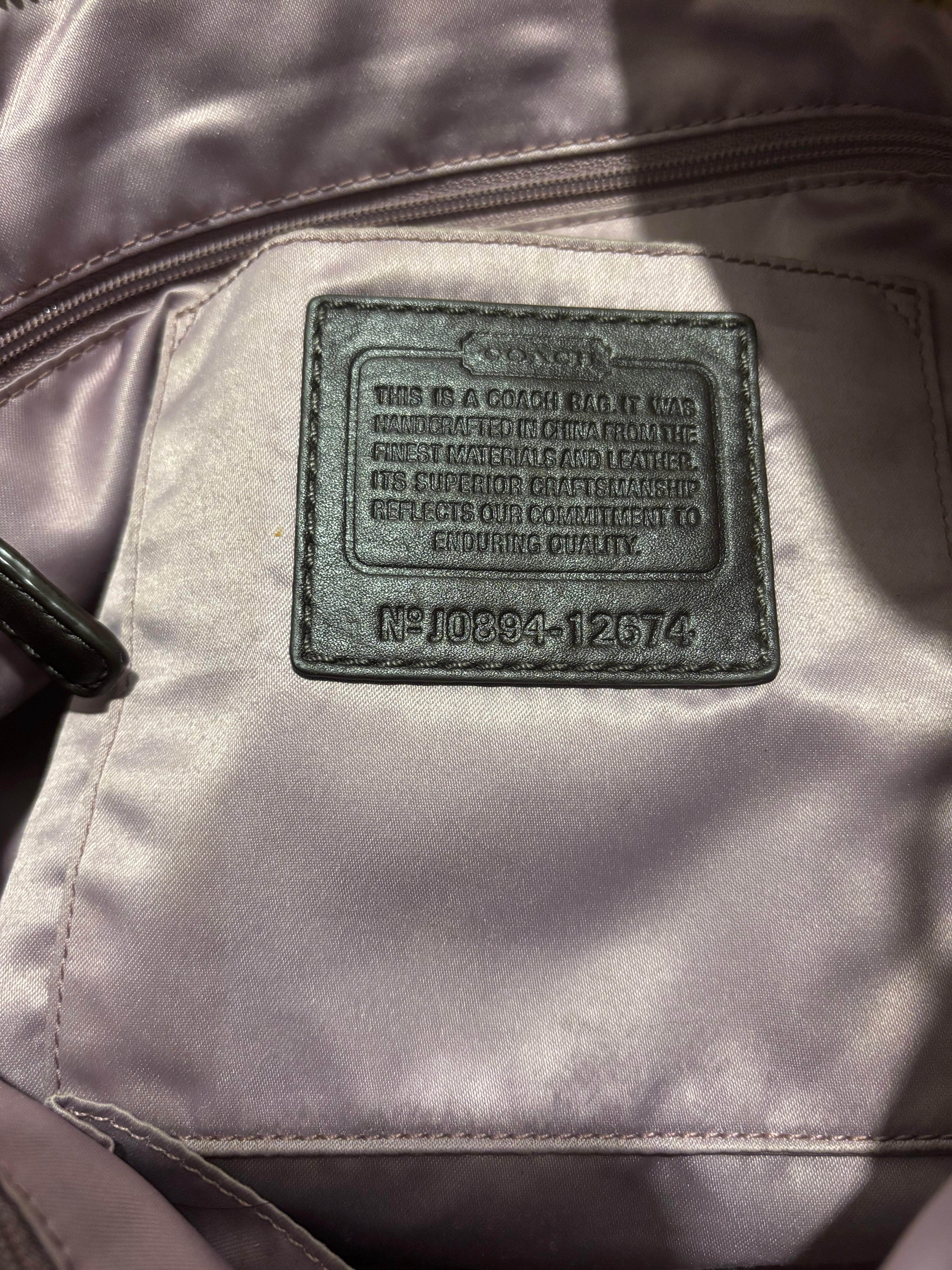 Coach Large Zoe Brown Y2K Signature Canvas & Leather Shoulder Bag