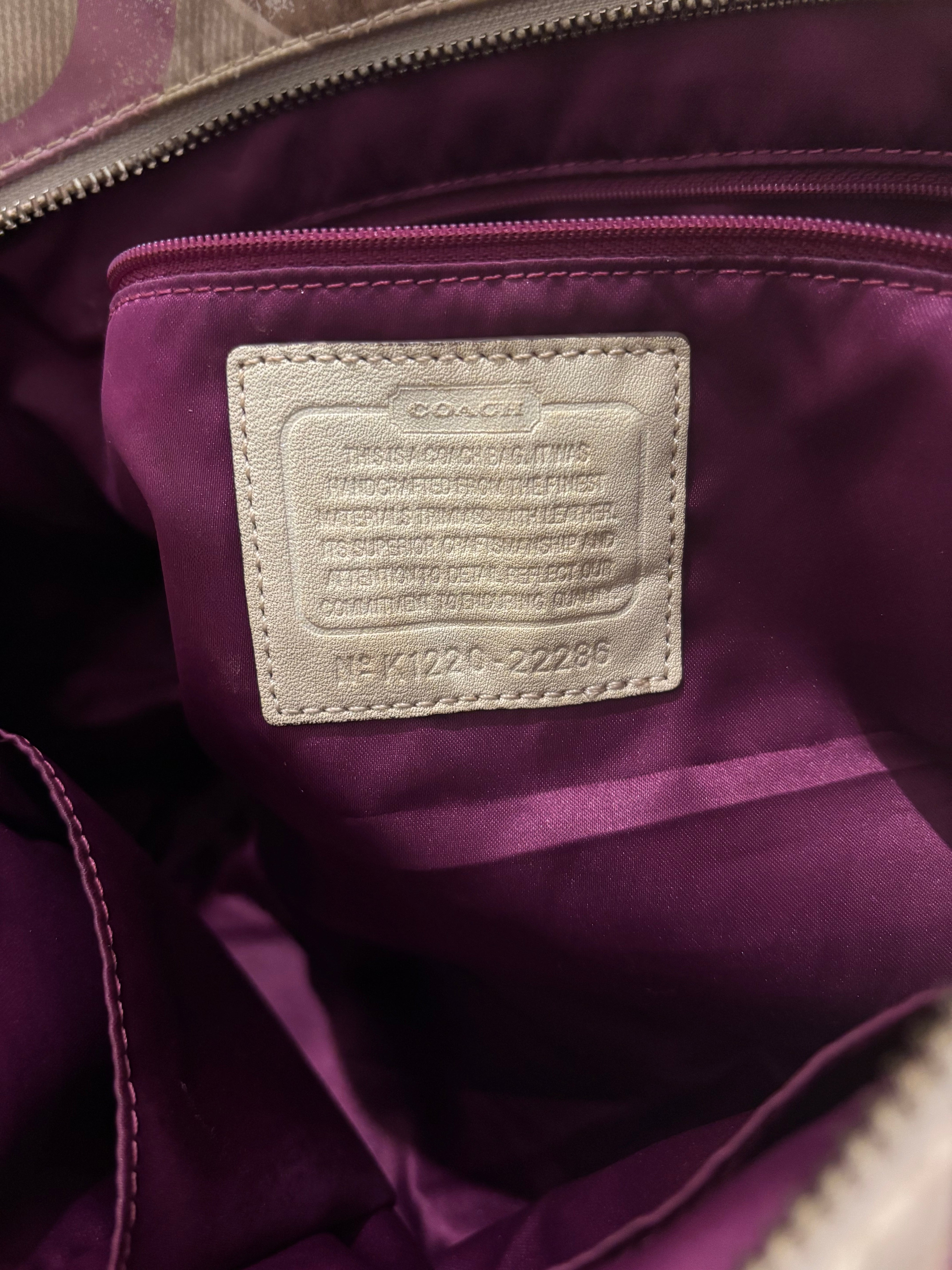 Coach Multicolour Pink Optic Signature Sateen & Patent Leather Tote Shoulder Bag