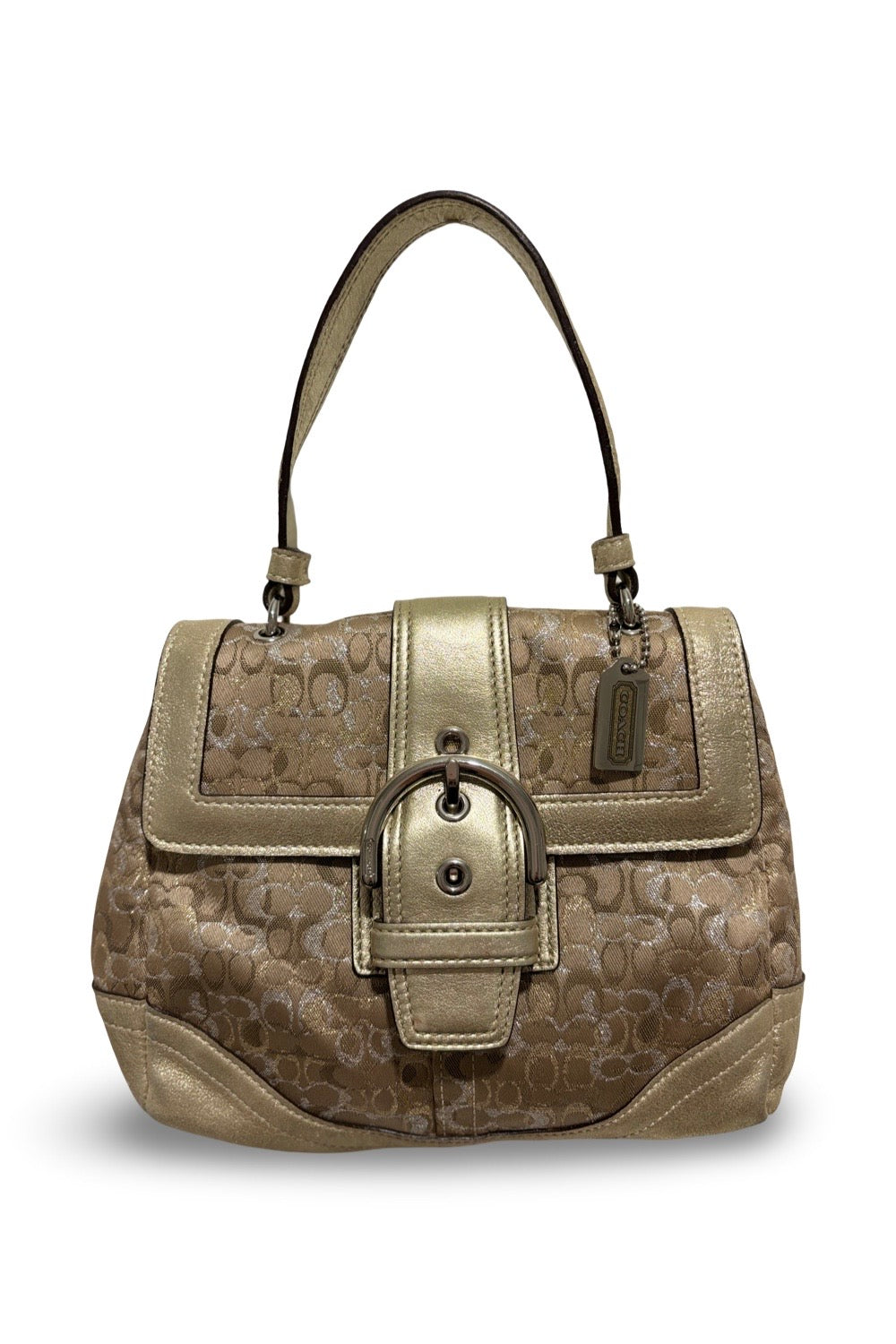 Coach Limited Edition RARE Signature Y2K Soho Top Handle Gold Metallic Handbag