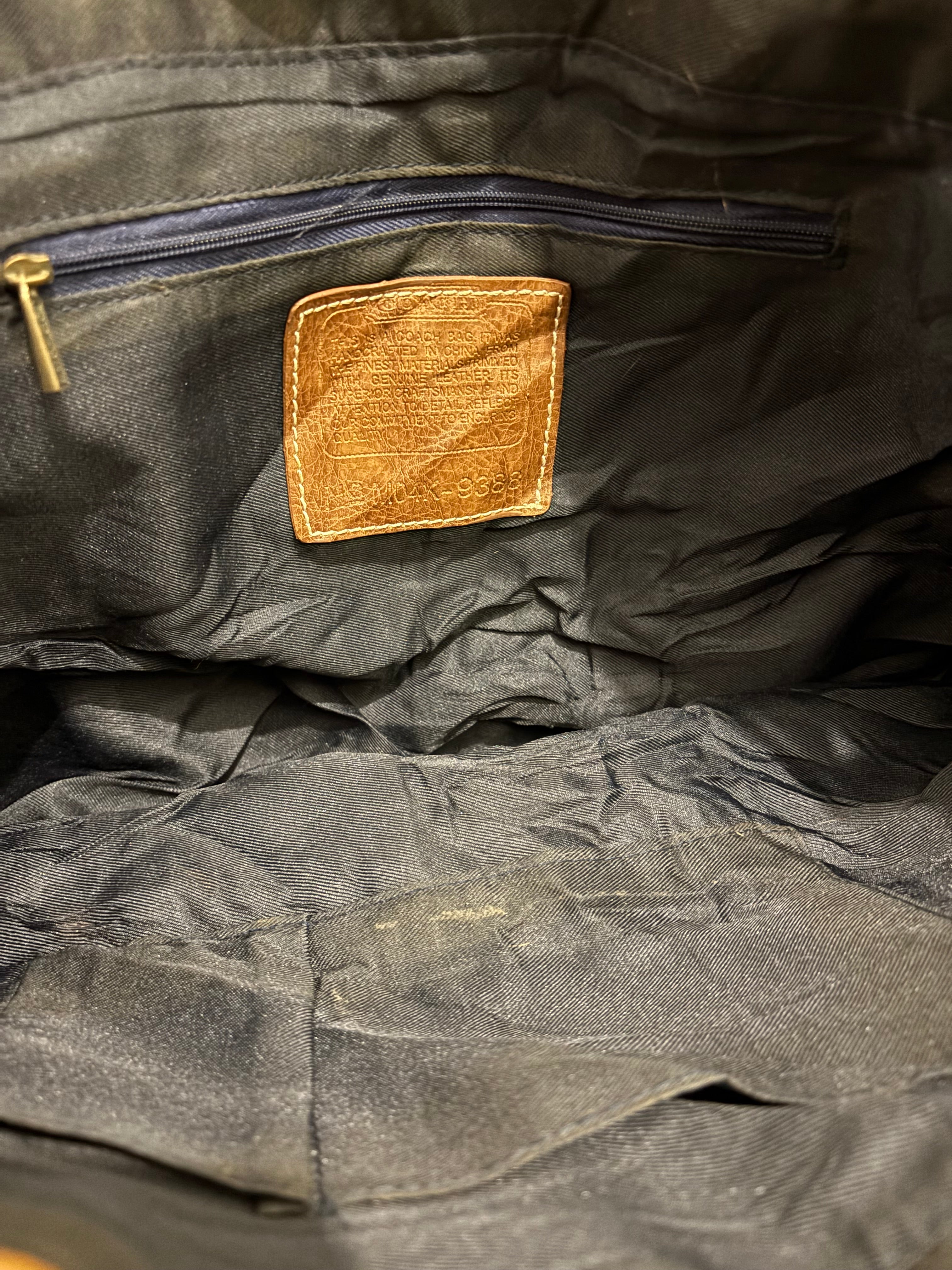 Coach Cargo Blue Denim Signature Monogram Brown Leather Legacy Tote Shoulder Bag