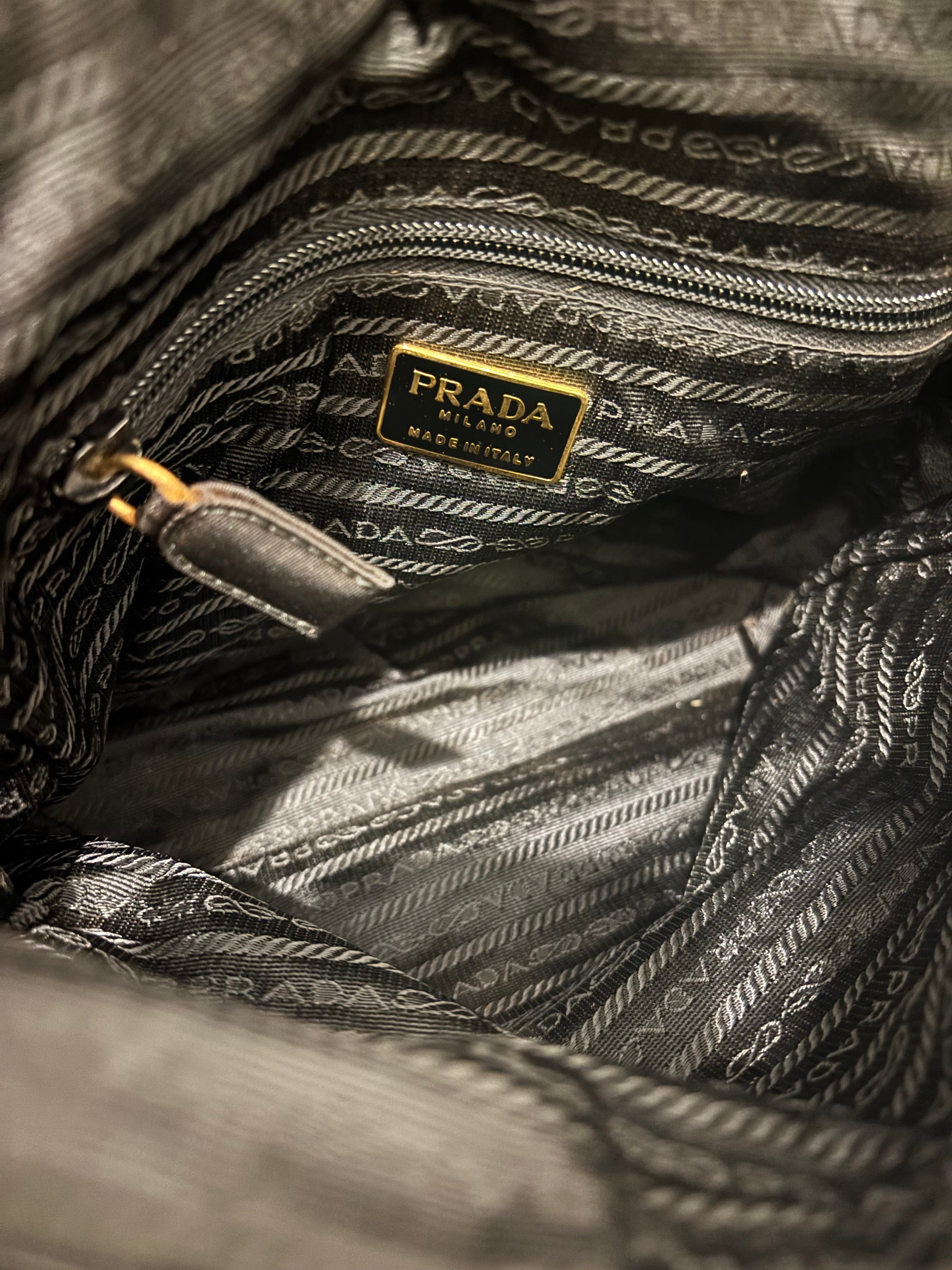 Prada Nylon Black Tessuto Quilted Chain Shoulder Bag