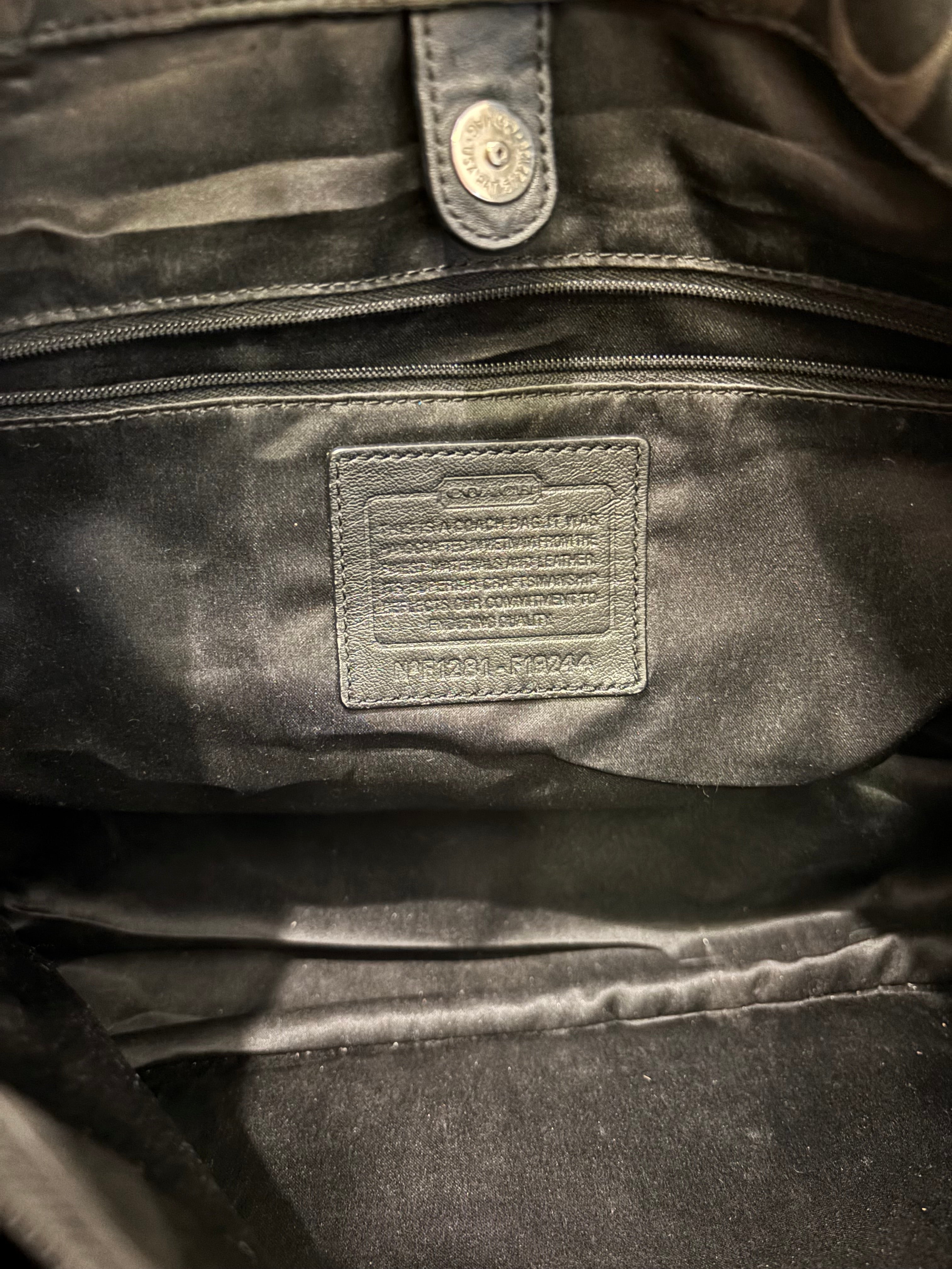 Coach Black Ashley Signature Carryall Canvas & Leather Shoulder Bag