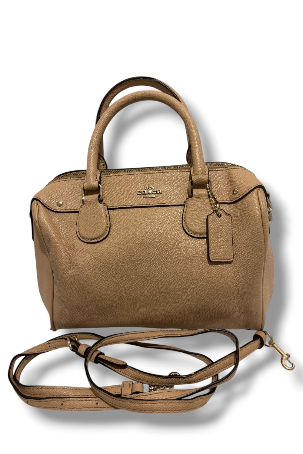 Coach Leather Brown / Beige Pebbled Leather Mini Bennett Satchel Shoulder Bag