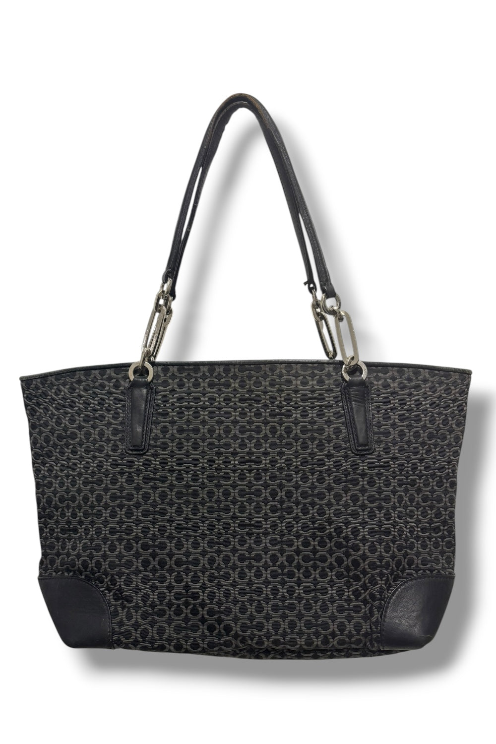 Coach Black & Grey Madison Monogram Canvas & Leather Vintage Shoulder Bag