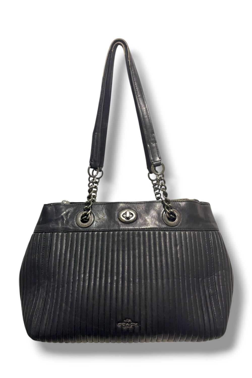 Coach Black Quilted Edie Turnlock Carryall VintageShoulder Bag