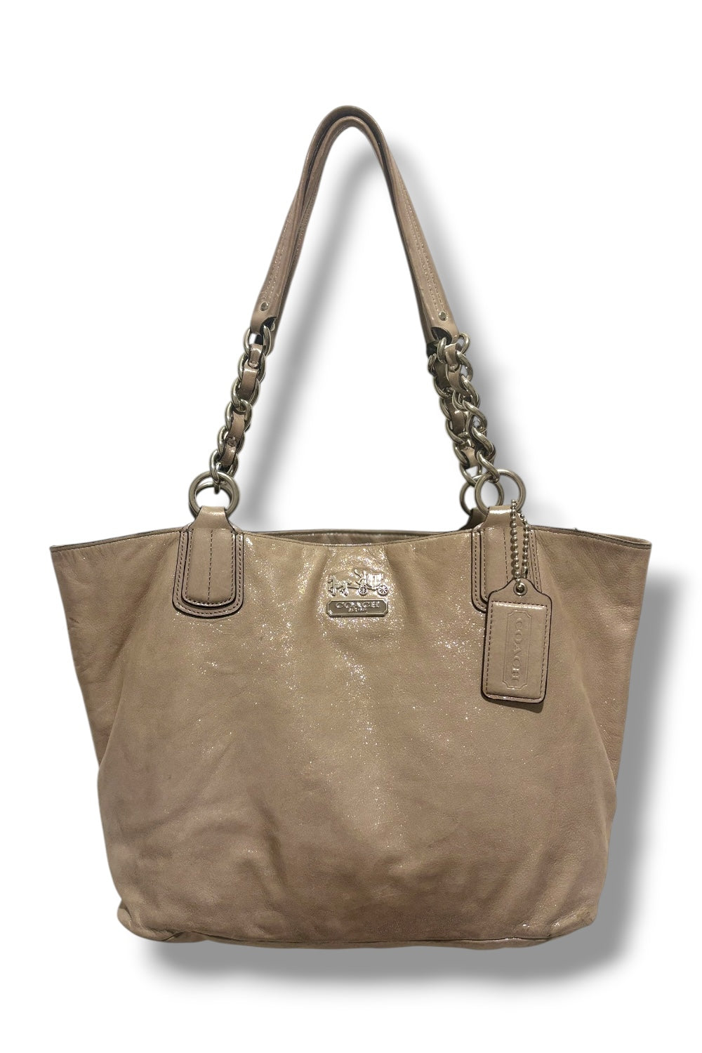 Coach Silver / Grey Sparkly Suede Glitter Vintage Shoulder Bag