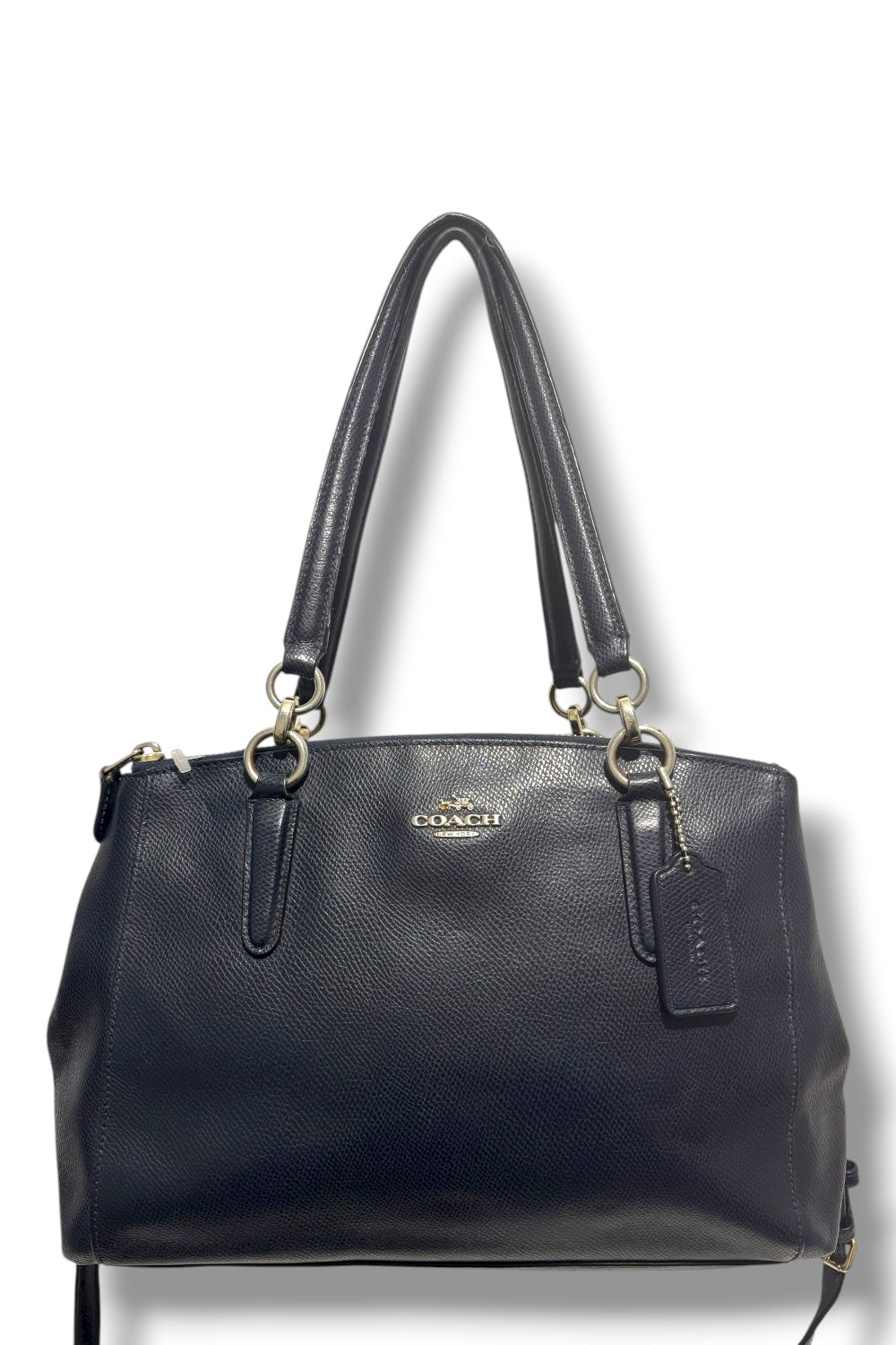 Coach 'Midnight' / Dark Mollie Navy Leather Carryall Vintage Tote Shoulder Bag
