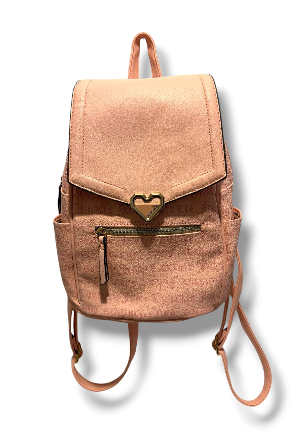 Juicy Couture Blush Pink Signature USA Gold Heart Backpack Rucksack