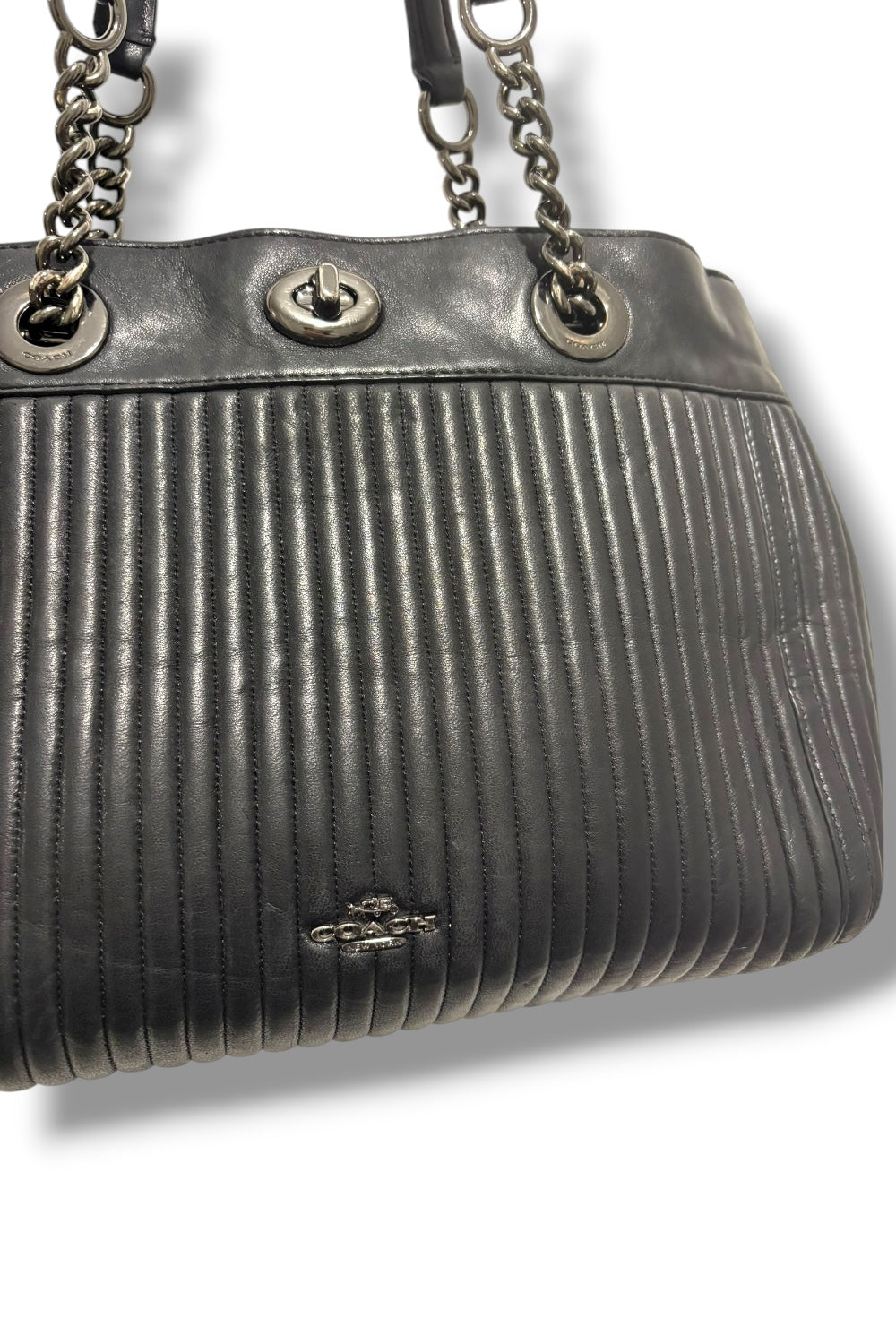 Coach Black Quilted Edie Turnlock Carryall VintageShoulder Bag
