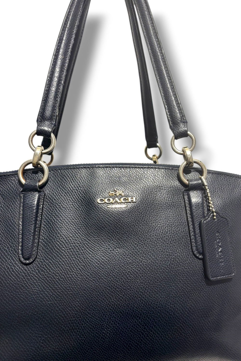 Coach 'Midnight' / Dark Mollie Navy Leather Carryall Vintage Tote Shoulder Bag