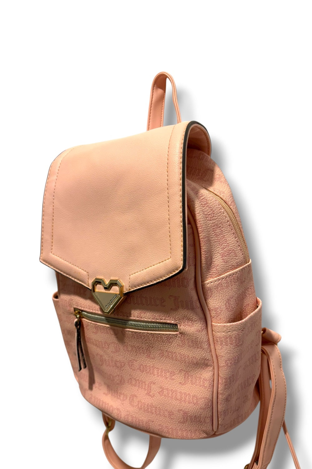 Juicy Couture Blush Pink Signature USA Gold Heart Backpack Rucksack