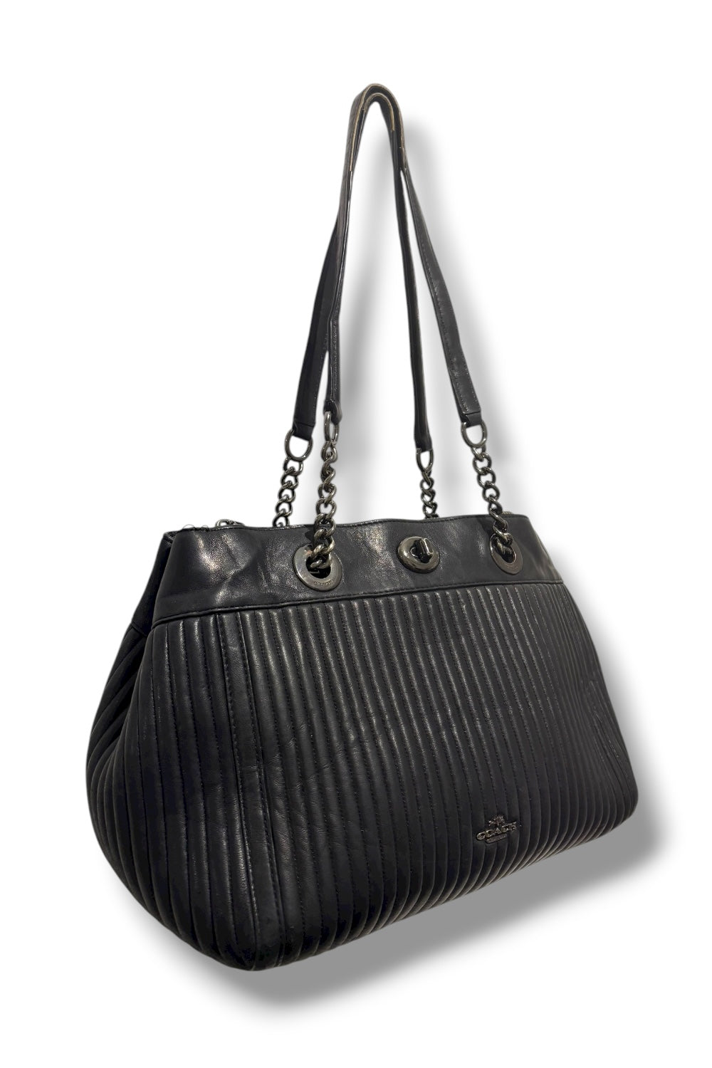 Coach Black Quilted Edie Turnlock Carryall VintageShoulder Bag