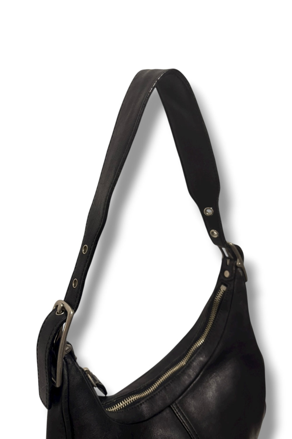 Coach Black Legacy West Zoe Crescent Vintage Hobo Leather Shoulder Bag