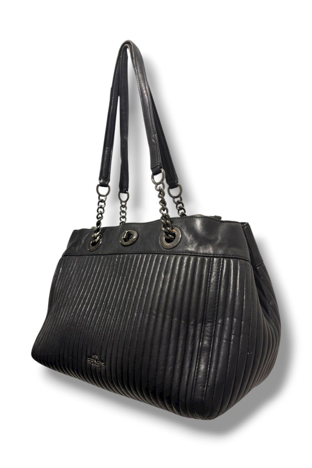 Coach Black Quilted Edie Turnlock Carryall VintageShoulder Bag