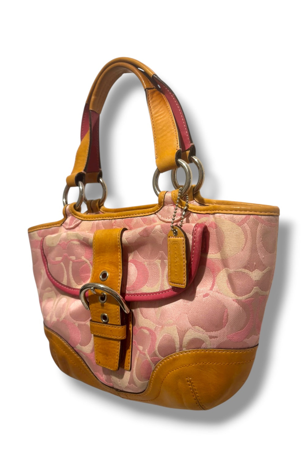 Coach Rare Vintage Brown Tan & Pink Soho Signature Tote Shoulder Bag