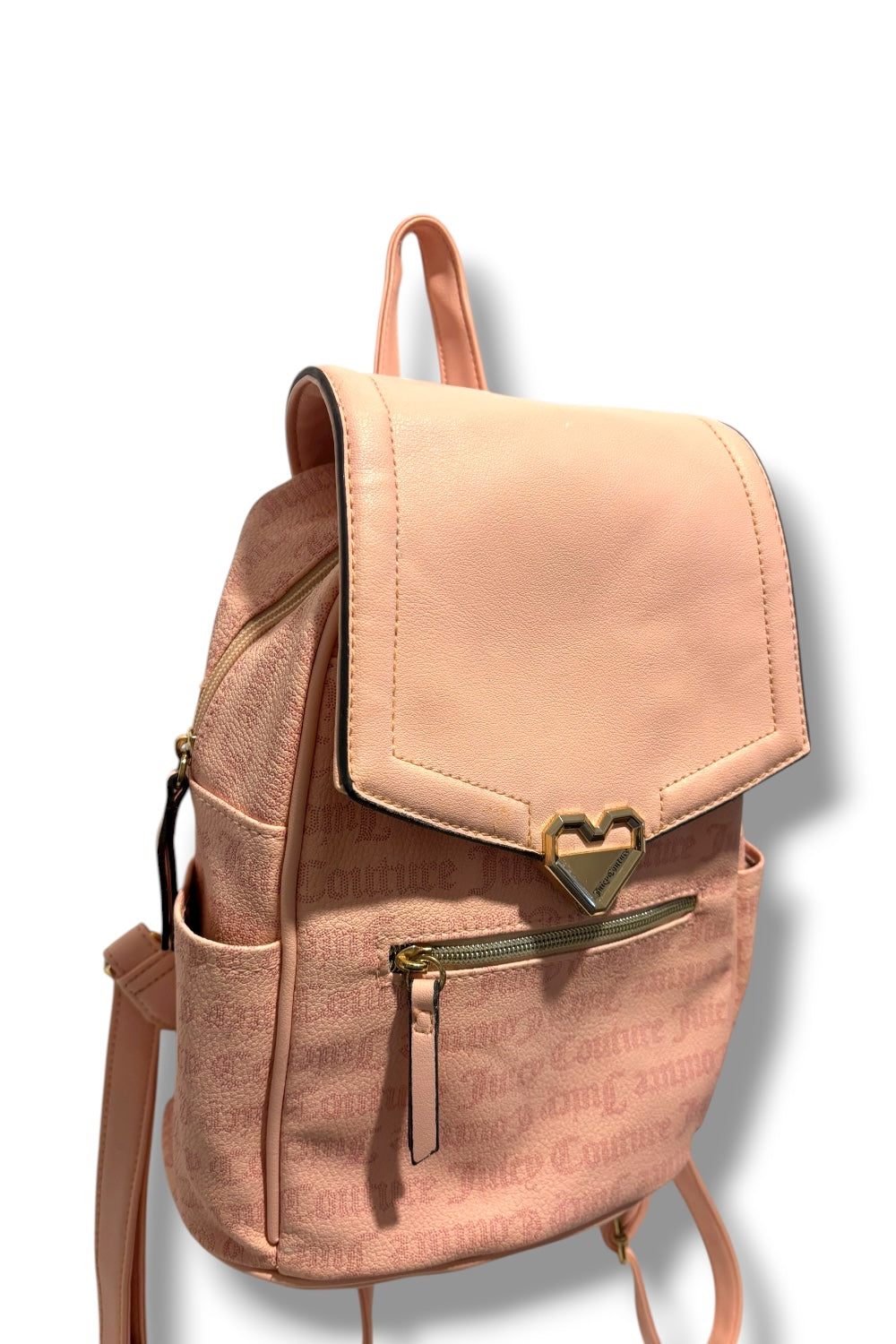 Juicy Couture Blush Pink Signature USA Gold Heart Backpack Rucksack
