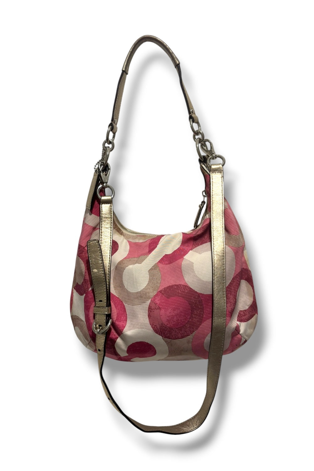 Coach Limited Edition Pink White Silver Sequin Kristen Scarlet Hobo Shoulder Bag